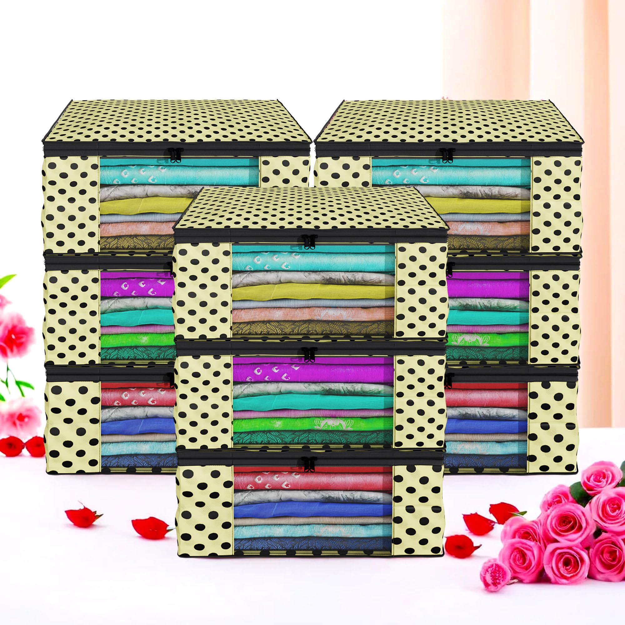 Kuber Industries (Pack of 9) Saree Covers | Non-Woven Saree Bags | Foldable Storage Bag for Almirah & Wardrobe (9 Inch) Clothes Bag for Women (Polka Dot) Sari Cover Bags | Cream (B0D7VFQ7QS) Amazon Price History, Amazon Price Tracker