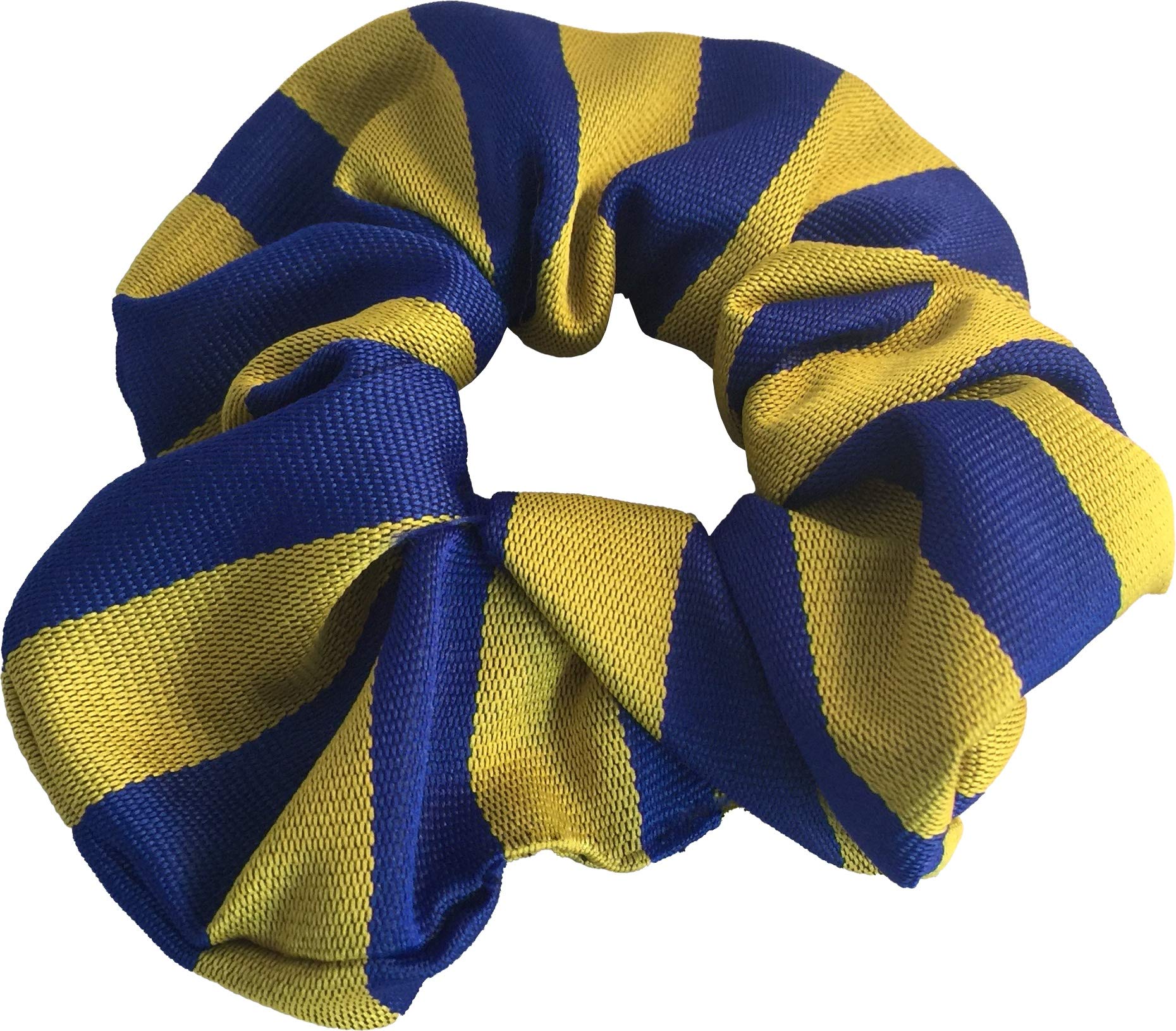 Great British Tie Club Girls School Stripe Elastic Hair Scrunchies (Royal Blue & Gold)