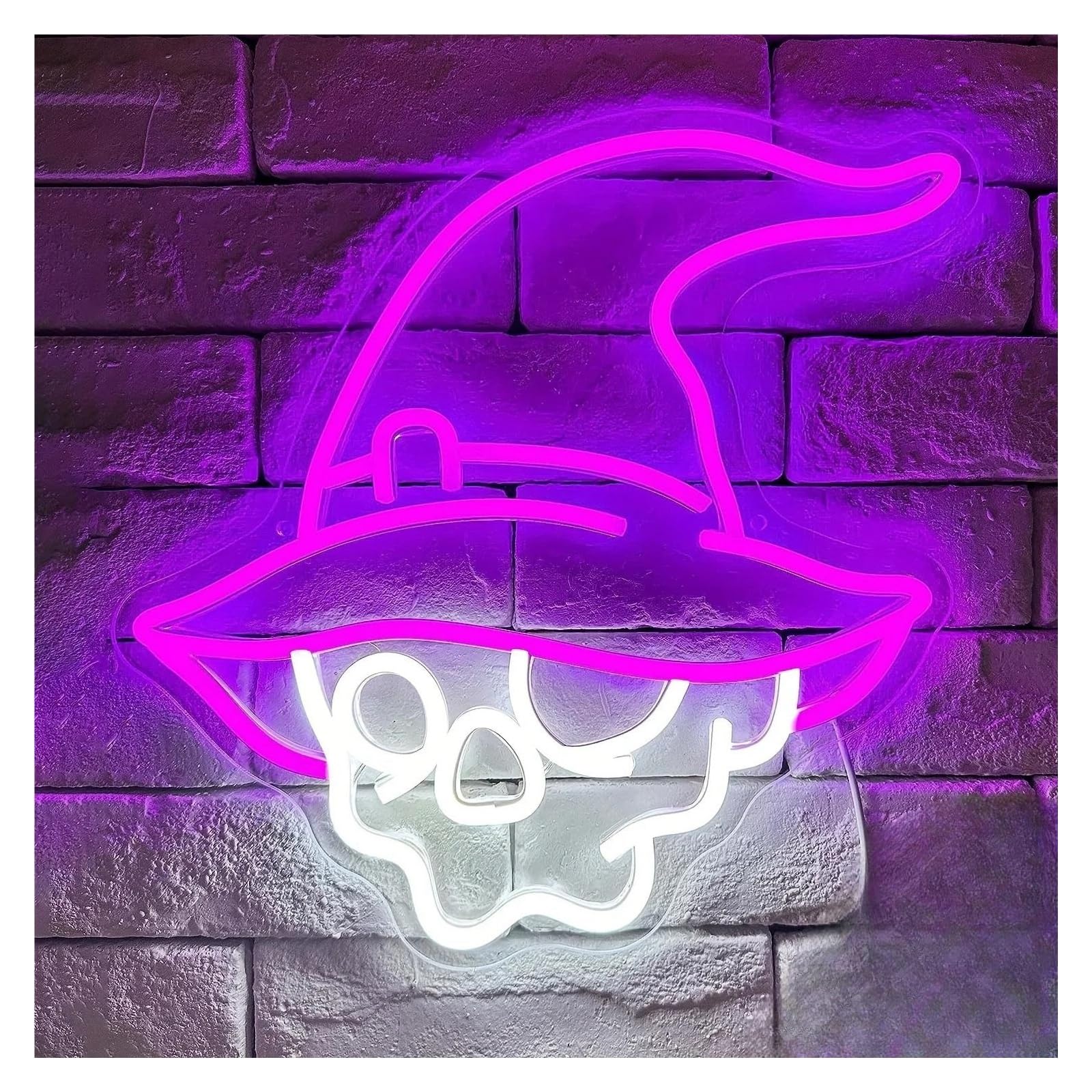 LEMST Signs Lamp Skull Hat Neon Sign Light Dimmable USB Powered for Man Cave Bedroom Party Atmosphere Decor Illuminated Lamp 35cmx34cm