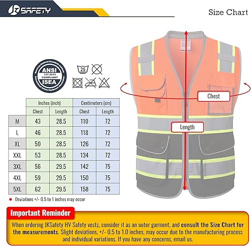 Miniatura 5 de JKSafety Chaleco de seguridad de alta visibilidad con 9 bolsillos, de malla reflectante de alta visibilidad, para hombres y mujeres, cuello