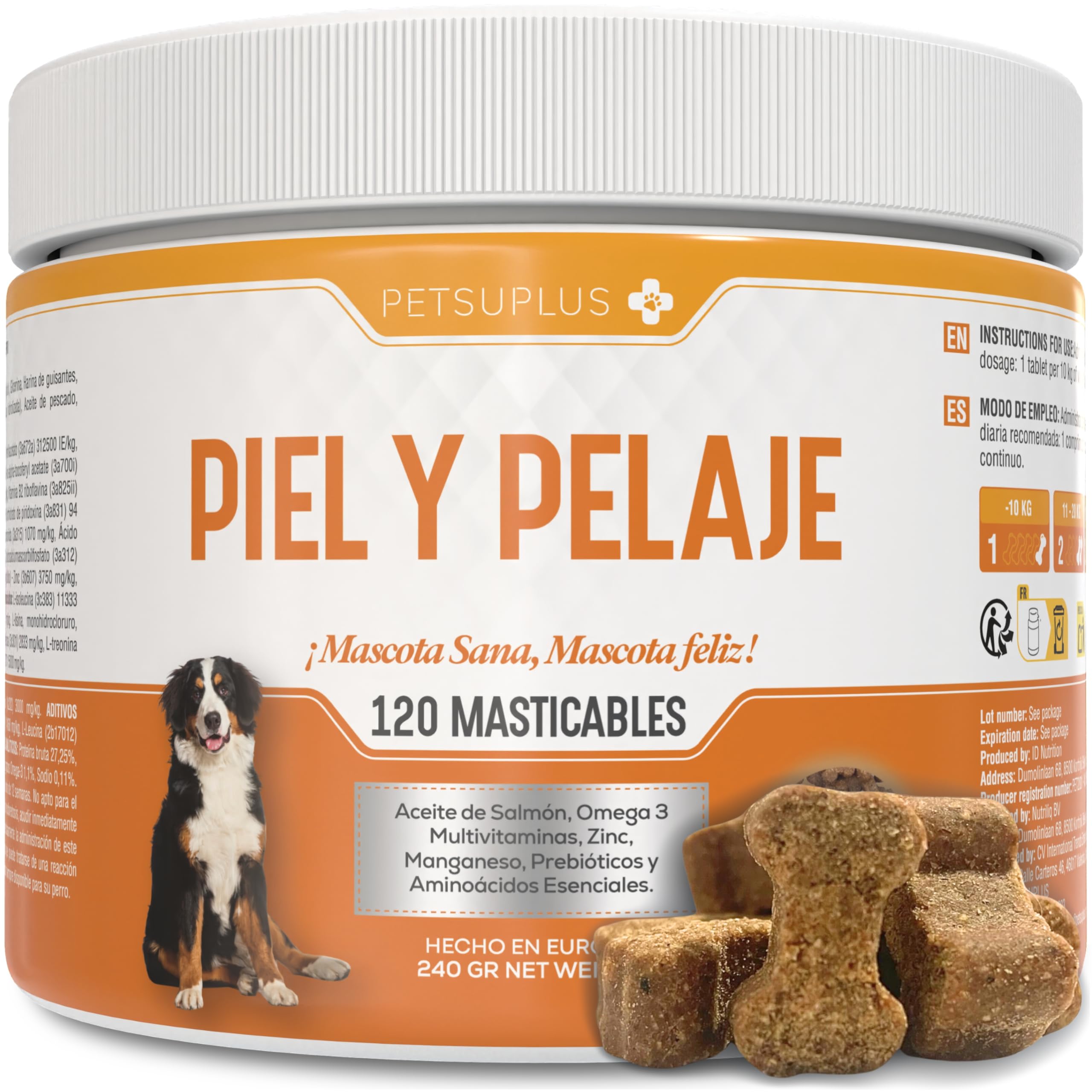 PETSUPLUS Piel y Pelaje 120 Masticables