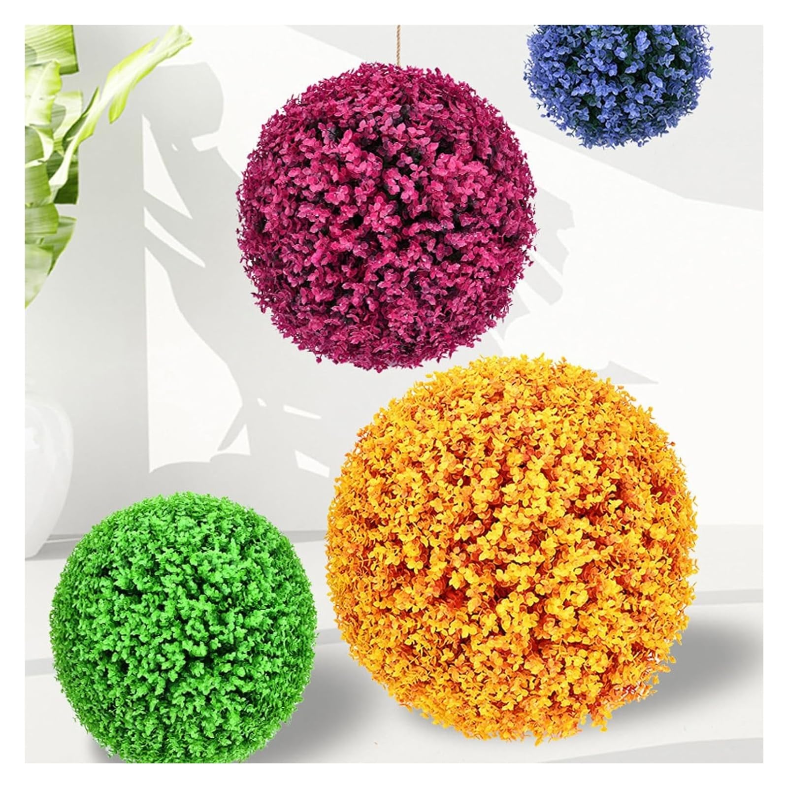 Bolas de césped artificial, bola topiaria de boj artificial, plantas artificiales decorativas de vegetación artificial, esferas grandes for jardín al aire libre, bolas decorativas de boj(Purple,30cm)