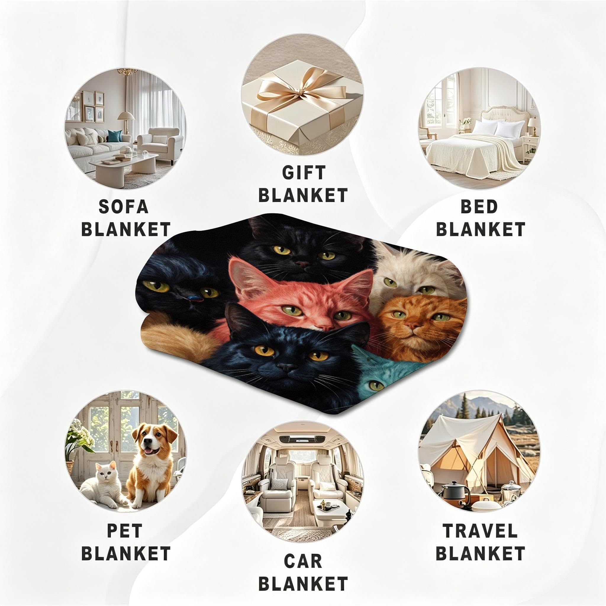 Coperta XXL 240x260 Gatto Animale Flanella Copridivano-A90 | Coperta Multiuso, Resistente Allo Sporco, Durevole e Leggero, per Divano Letto Tutta la Famiglia, Morbida Letto Matrimoniale
