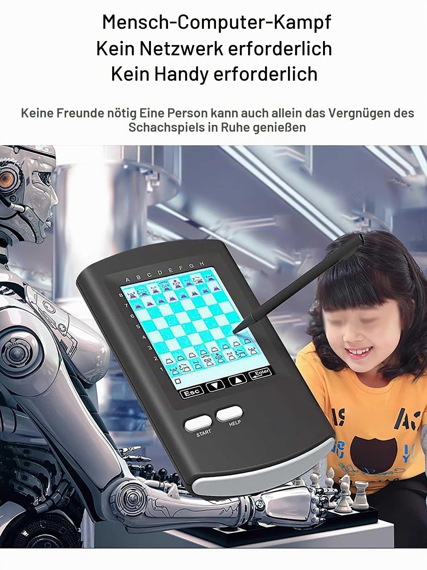 Touch-Steuerung Electronic Chess Board Intelligent, Schach Computer Luxus Hd Computerspiel FüR Einen Spieler, Elektronisches Schachspiel Mit Physischem Brett Tragbar FüR Kinder Erwachsene