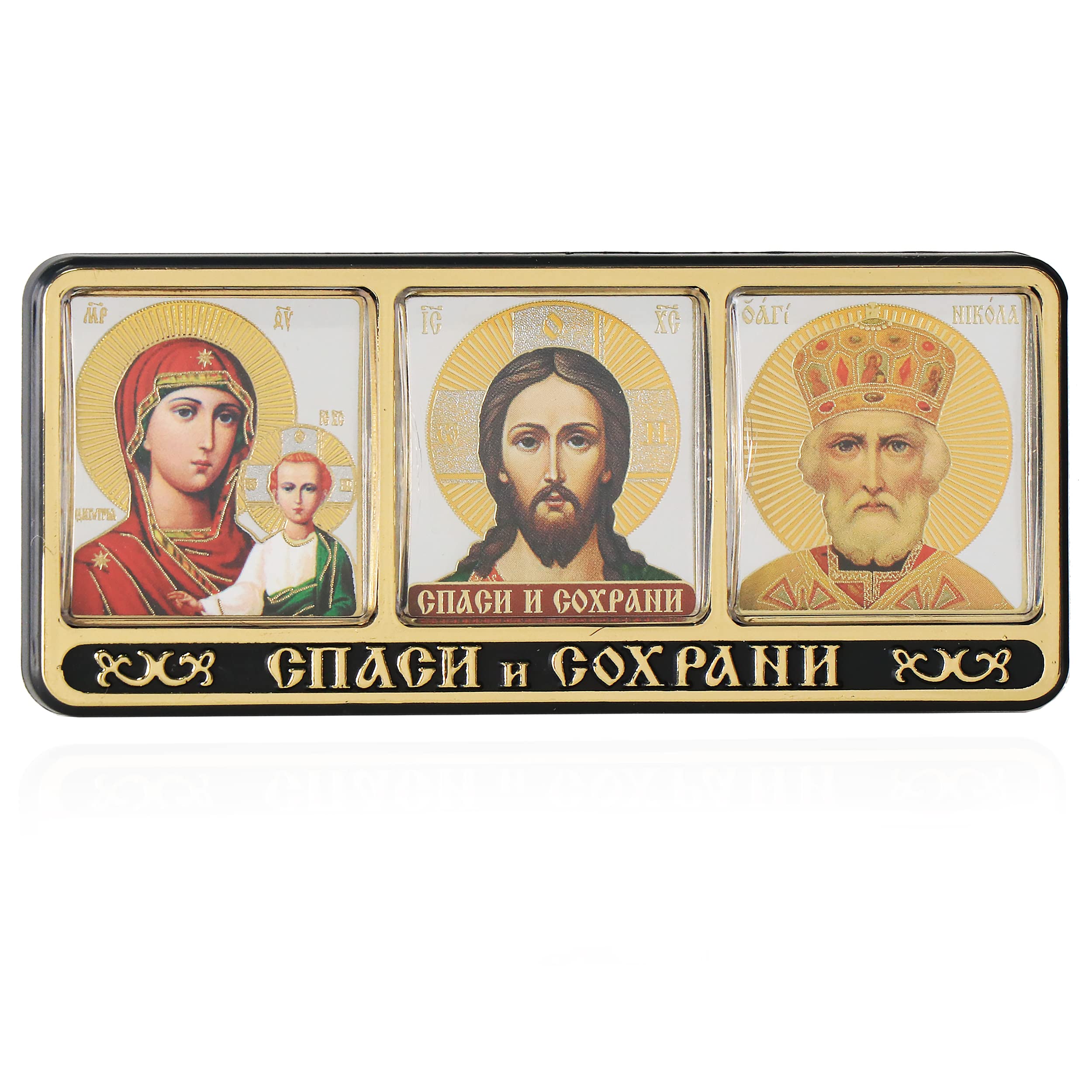 NKlaus Ikona samoprzylepna plakietka samochodowa GM od Smolensk Jezus Cristus - Mikołaj 11326