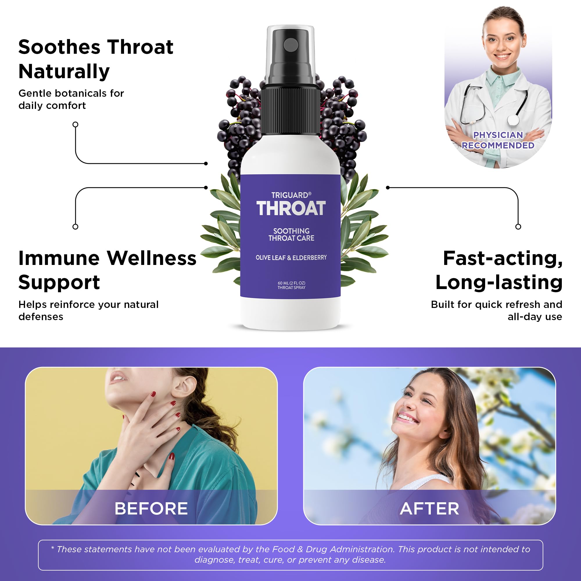 Oxygen Nutrition TriGuard Throat Spray with Colloidal Silver Water, Olive Leaf & Elderberry Extract | Soothing Throat Mist for Hydration & Daily Comfort | 2 oz | Made in USA — Amazon image 4
