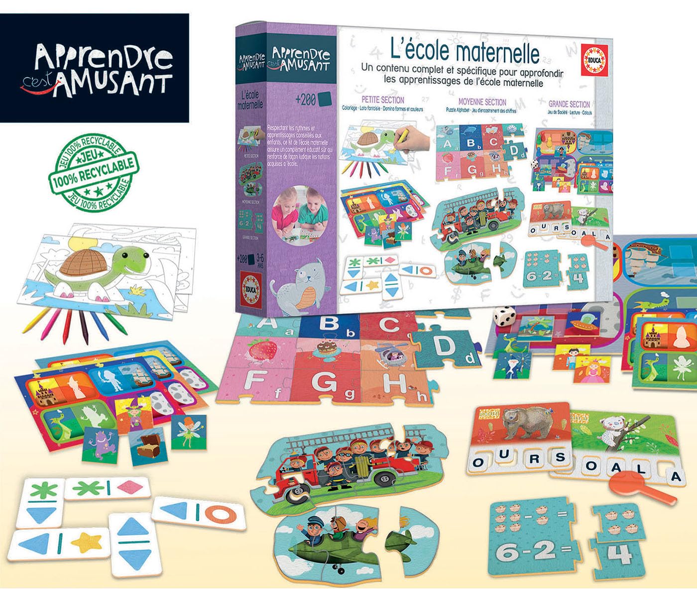 Educa – Kit École Maternelle Monsieur Madame – Activités Coloriage, Lecture, Chiffres – Dès 3 Ans – 19691