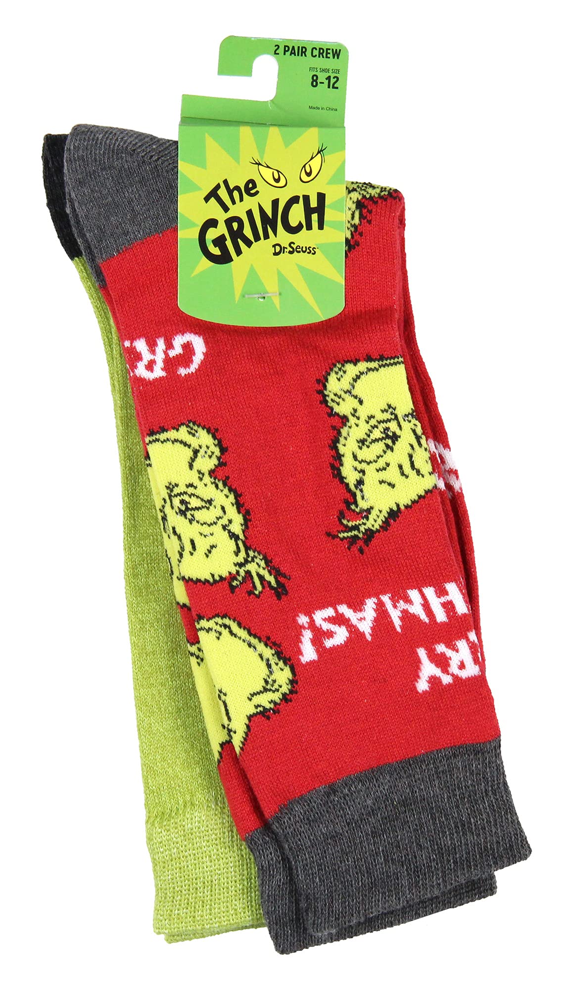 Dr Seuss Postać Grinch Dorośli Świąteczne Skarpety Crew 2 pary