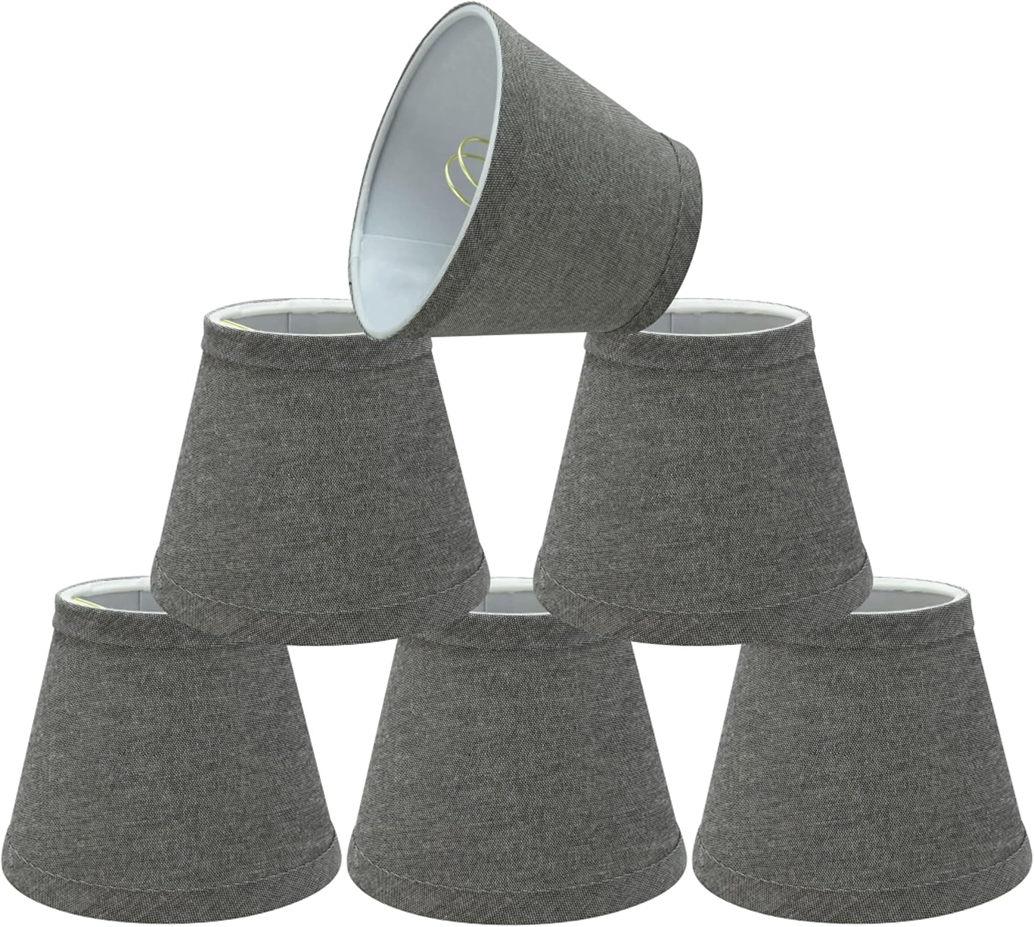 Aspen Creative 32064-6A, Hardback Empire Clip-On Chandelier Lamp Shade, Grey, 3" Top x 5" Bottom x 4" Slant Height, Set of 6