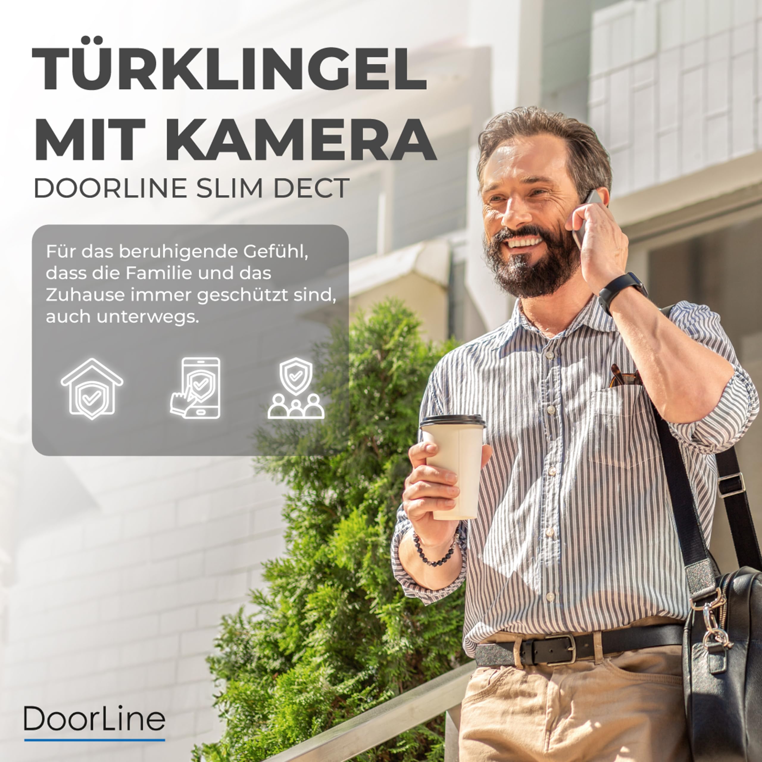 Timbre de Puerta con cámara, Fabricado en Alemania | Transmisión de imágenes inalámbrica, conexión DECT, antracita, timbre de puerta inalámbrico, compatible con Fritz!Box