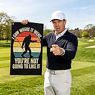 yuboo Funny Golf Towel for Men with Clip, 16x24 Bigfoot Sasquatch Microfiber Waffle Weave Golf Bag Towel – Black Golf Club Towel, Funny Golf Gift for Golfers, Dad, Husband, Coach
