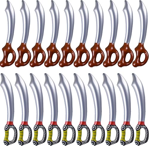 20 piezas de espadas piratas inflables, cuchillo inflado para fiesta temática pirata, cumpleaños, piscina, fiesta, cosplay, Halloween, accesorios de