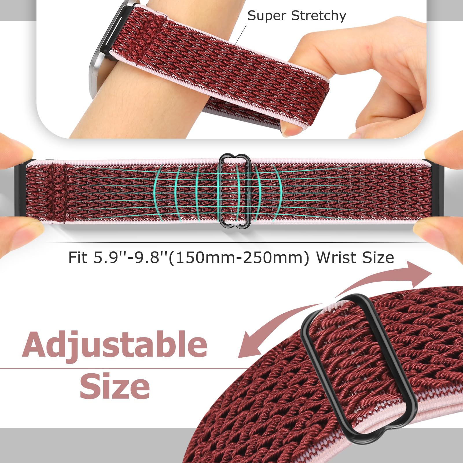 Bcuckood 3 Pack Elastic Straps Compatible with Fitbit Versa 2/Versa Lite/Versa SE - Image 3
