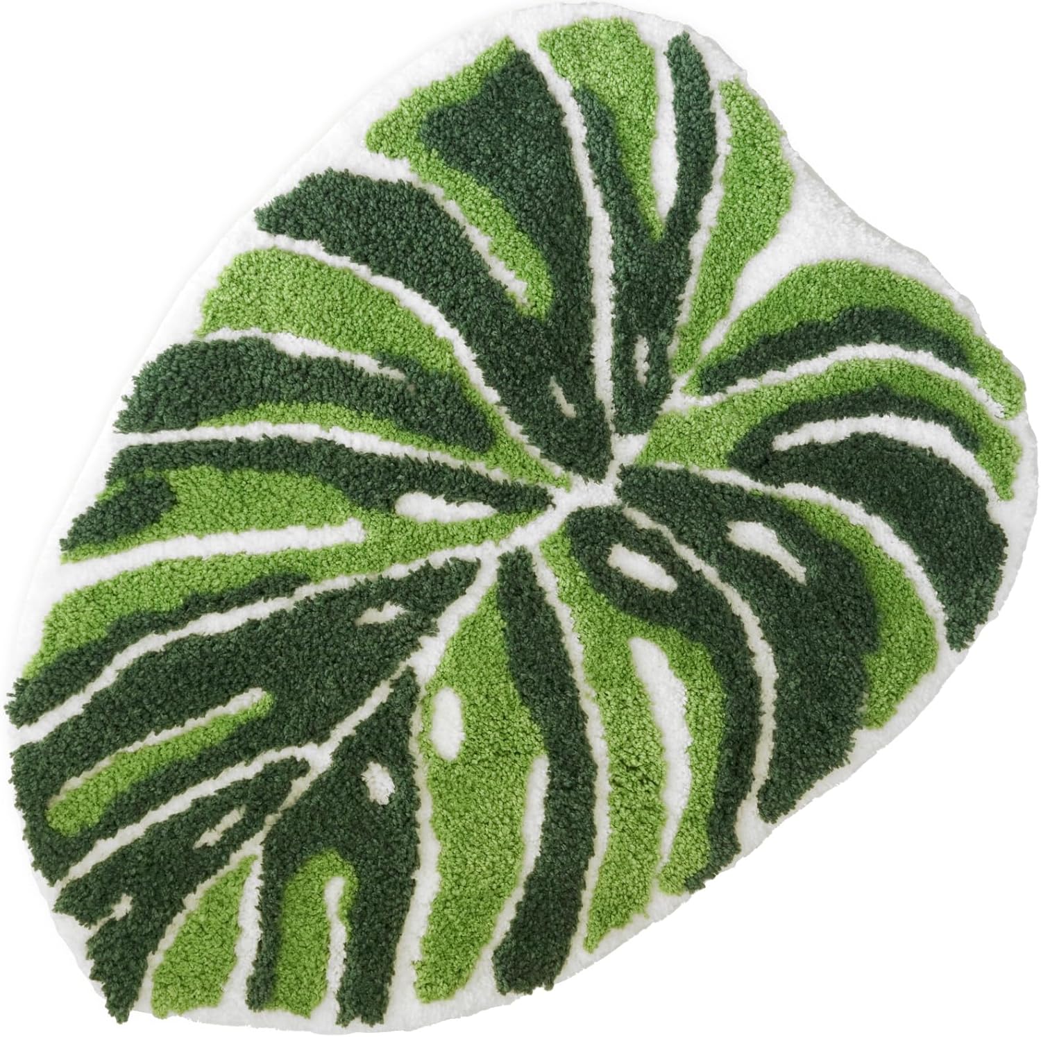 Amorstra Green Leaf Rugs 24"x32" Large Monstera Bathroom Rugs Plush Tufted Tropical