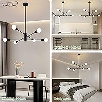 Vista 6 de Candelabros Sputnik negros de 6 luces, lámparas modernas, lámpara de mediados de siglo, lámpara colgante de longitud ajustable para comedor