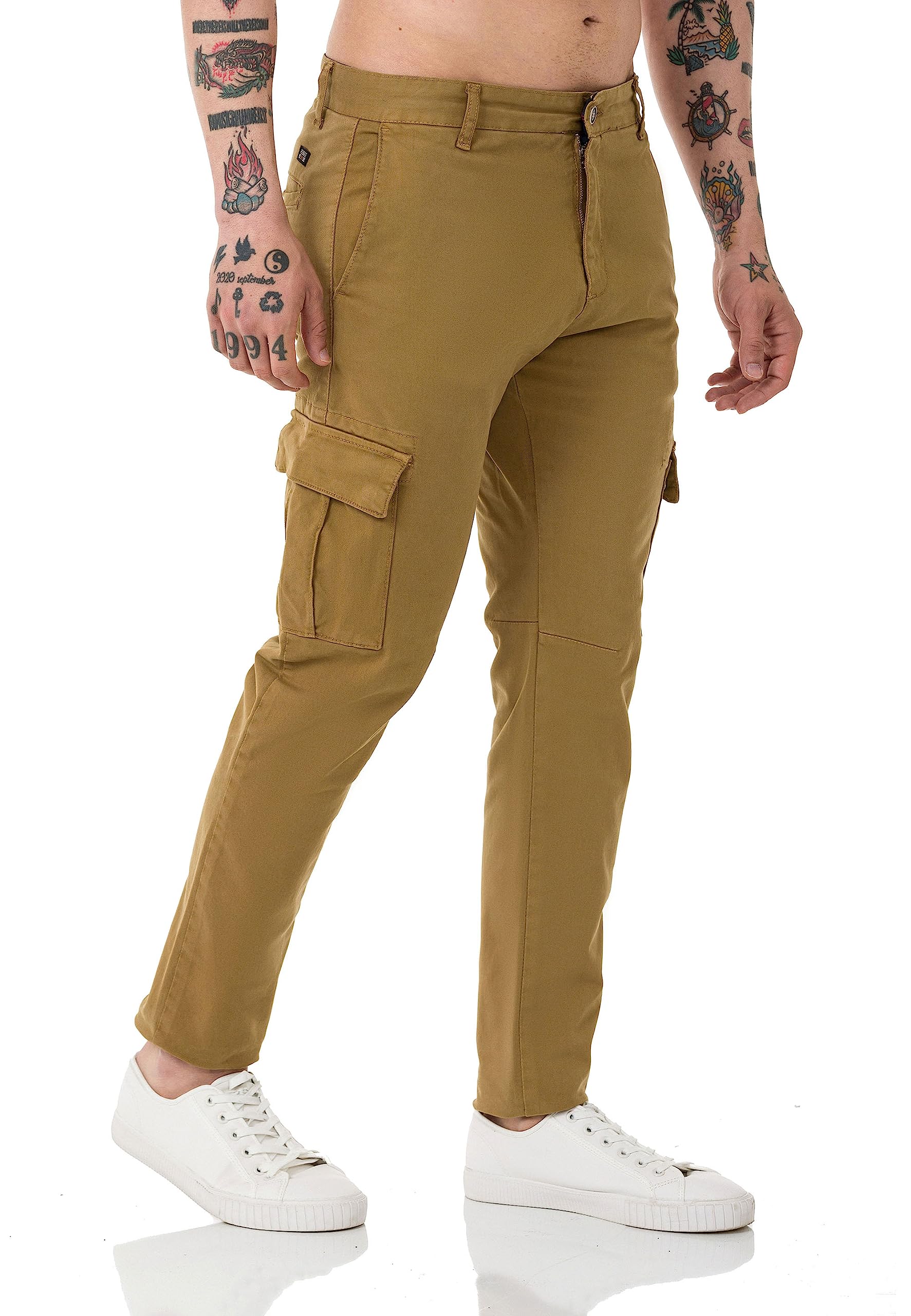 Red Bridge - Pantalones cargo chinos básicos de algodón para hombre