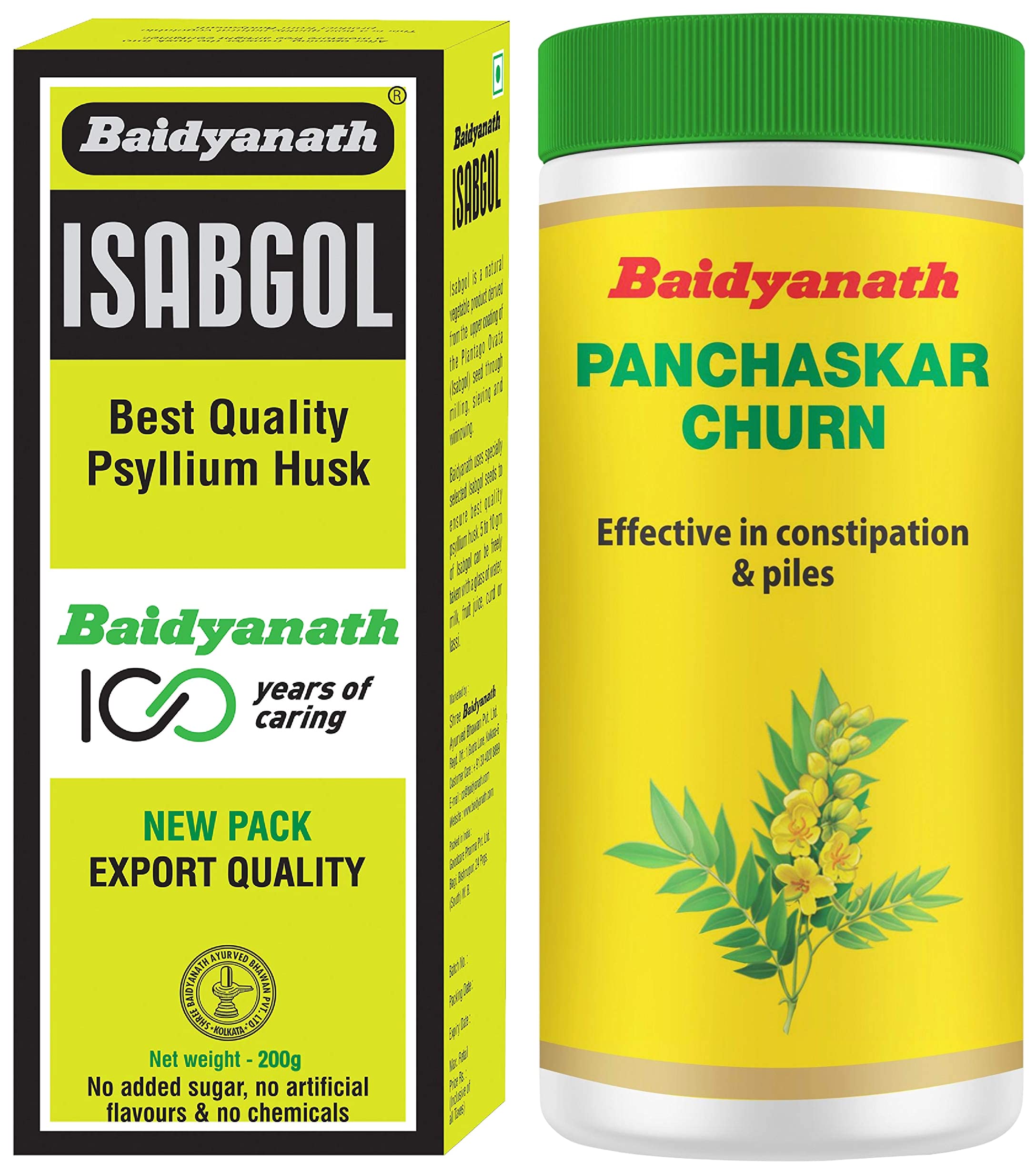 Vansaar Isabgol - Psyllium Husk Powder - 200gm | Effectively Relieves Constipation | Fibre Supplement For Digestion & Baidyanath Panchasakar Churna - 200 g