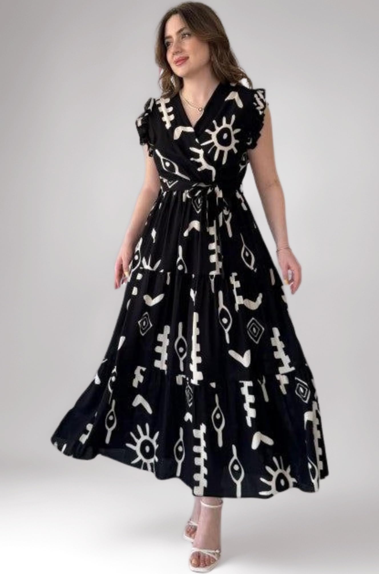 Dress for Women Western Maxi Style, Indo Western Dresses, One Piece Long Gown, A Line Flared Pattern, Ethnic Look Outfit for Women