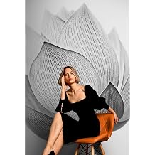 Large Black and White Lotus Flower Wall Mural for the Bedroom, Bathroom, Living Room, Dinning Room, Office. 9ft Tall X 4ft Wide. #6116