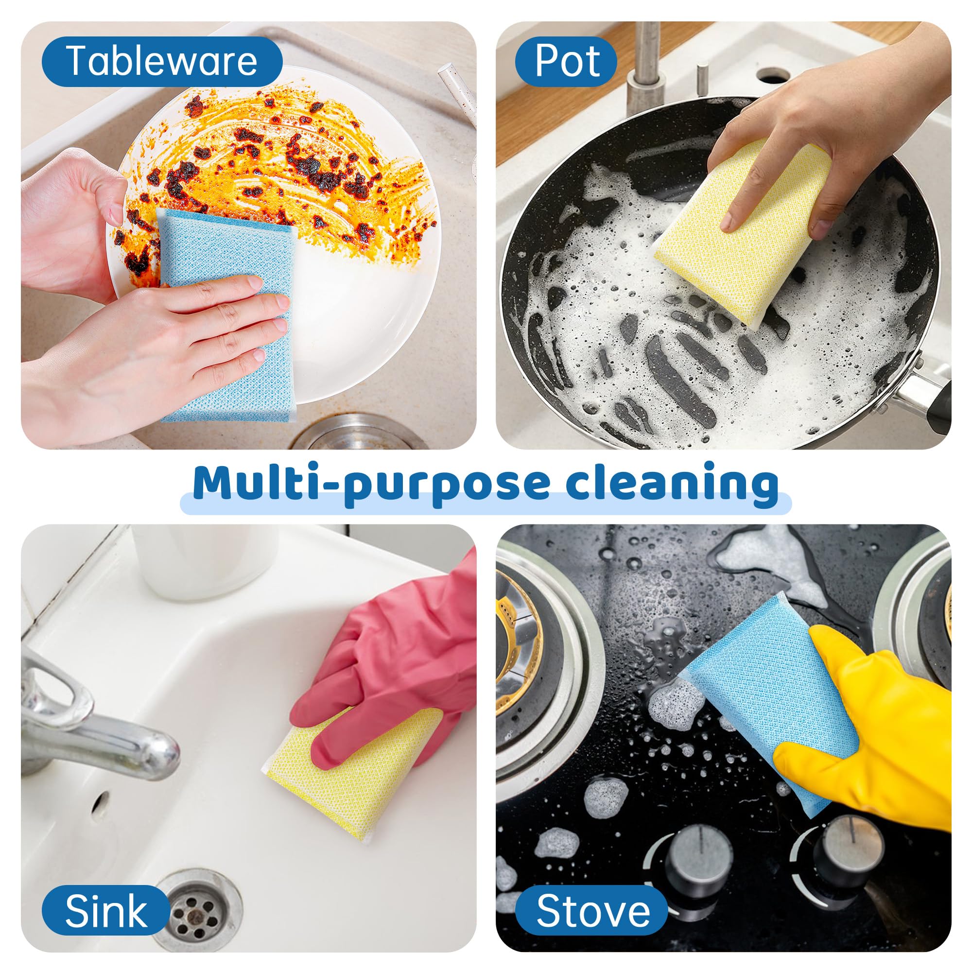 20 Pack All-Purpose Sponges, Non Scratch, for Washing and Cleaning Dishes, Premium Scrubbers, Ideal for Kitchen, Bathroom