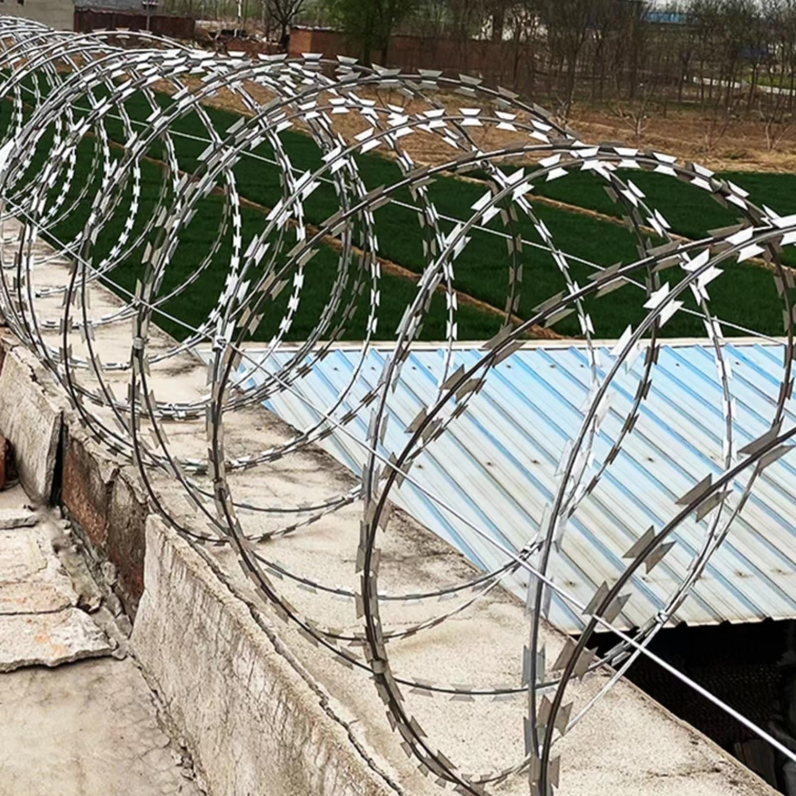 IBOWZ Alambre Espino Galvanizado Alambre de púas en Espiral, Alambre de protección galvanizado de Acero Inoxidable, Valla de protección de Patio para jardín, Patio, Granja