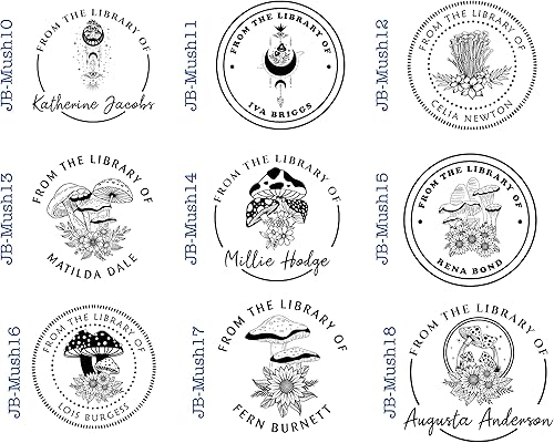 Miniatura 4 de de The Library of Ex Libris | Sello de libro de hongos florales | Este libro pertenece a un sello personalizado de biblioteca | Sello de biblioteca
