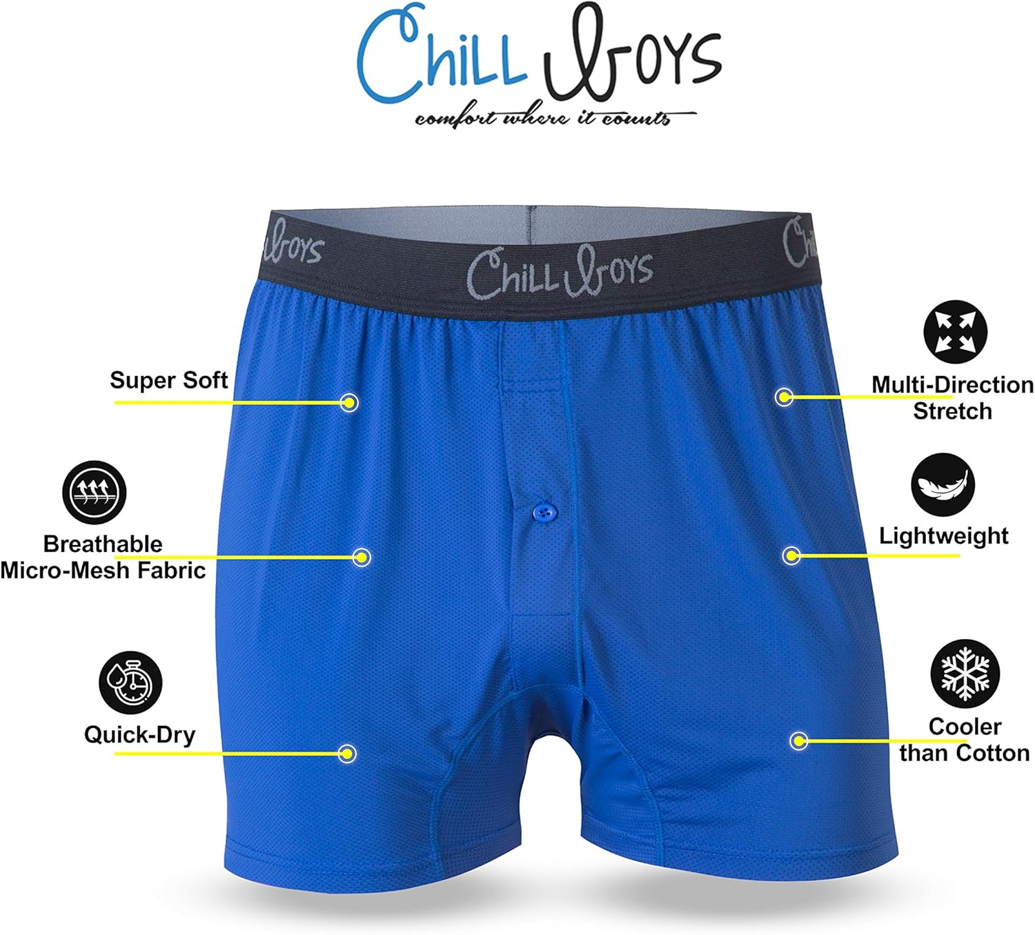 Chill Boys Performance Boxers 3 Pack Men's Underwear Cool Mens Boxers. Moisture Wicking Underwear. Comfortable Boxer Shorts - Image 8