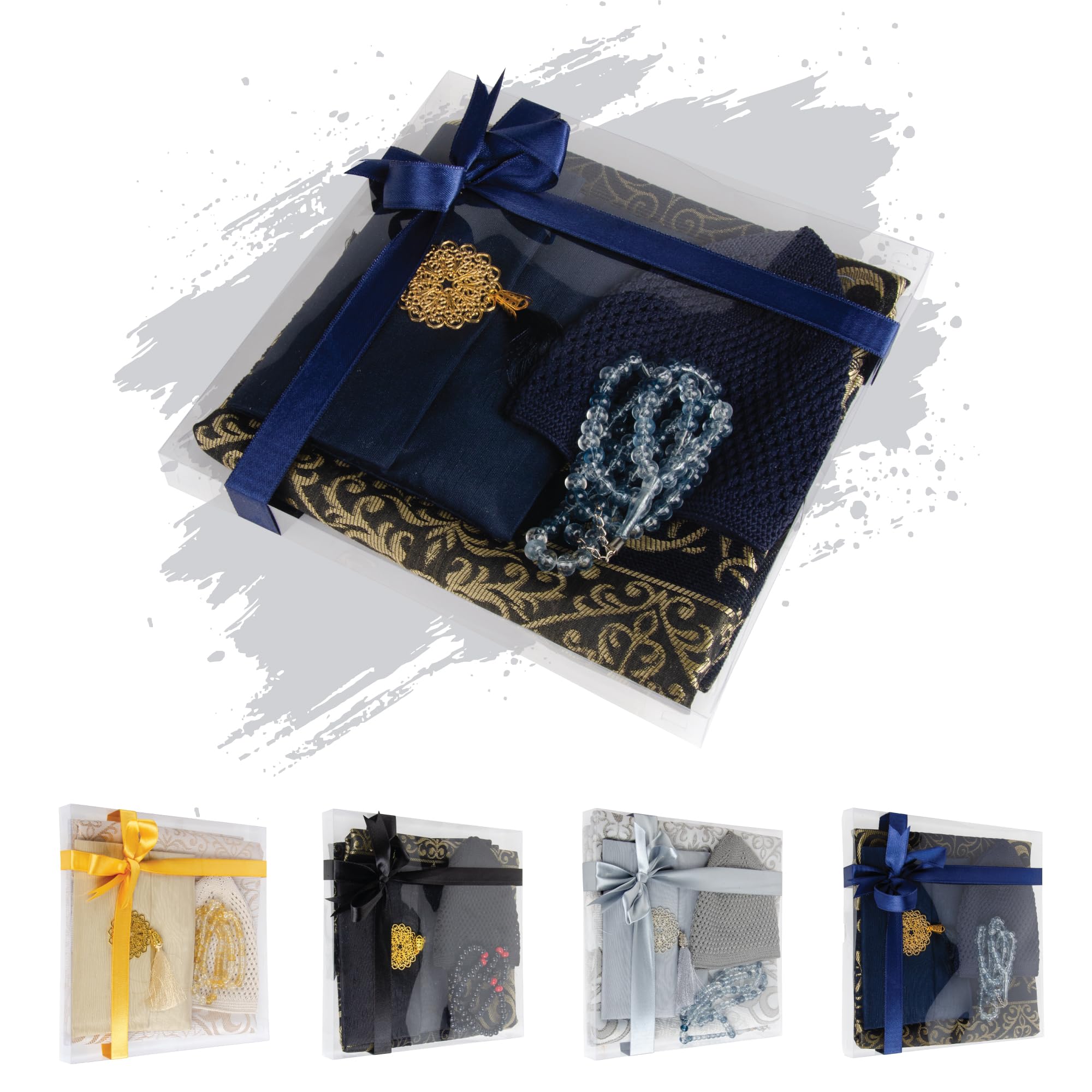 Set regalo di preghiera islamica per uomo, tappetino da preghiera in velluto, perline Tasbih, libro Yaseen - Elementi essenziali per la preghiera musulmana - Regalo per Ramadan Eid