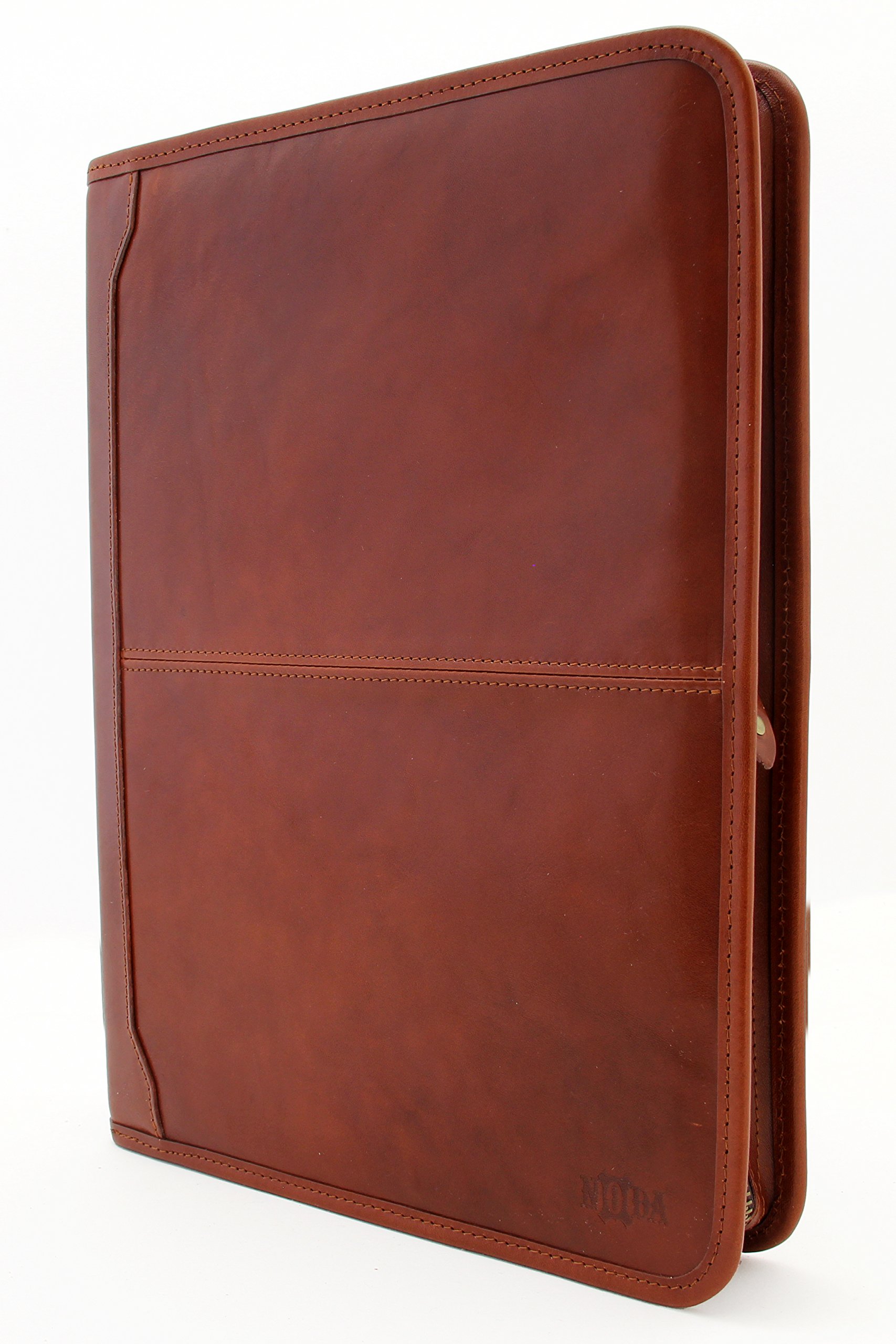 Noda Executive Leather Padfolio 3 raccoglitore ad anelli Professional Business portfolio W/chiusura con cerniera cognac