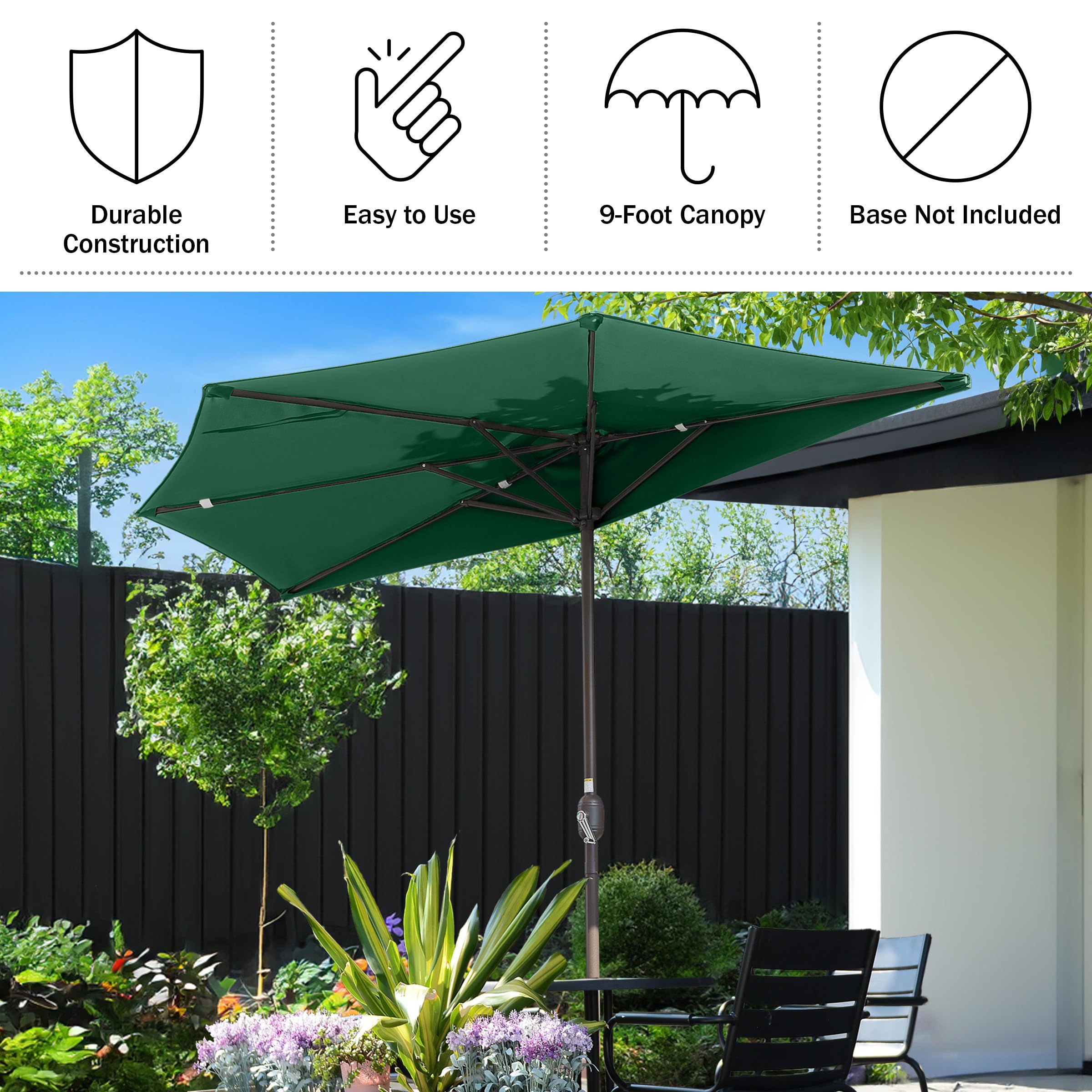 hunter green 9 foot wood patio umbrella Amazon.com : Half - 9ft Outdoor Patio Canopy with Easy Hand Crank This beautiful accessory will Color:alpin blue/blue flames Custom Osprey Daylite Plus YGroup_diaper_tote