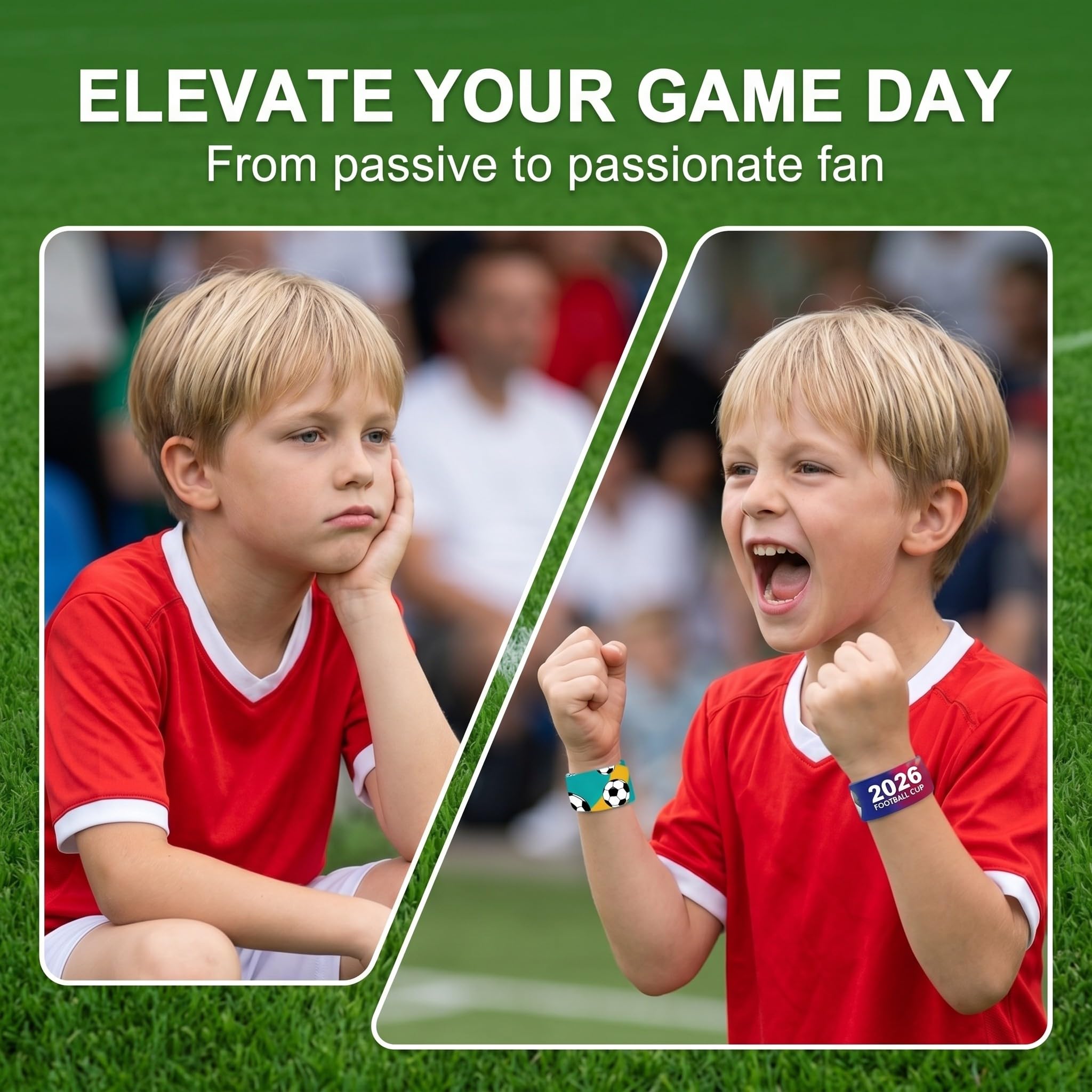 Bracelets Claquants Football pour Enfants, 20 Pièces PVC, 12 Designs Assortis 22x3cm