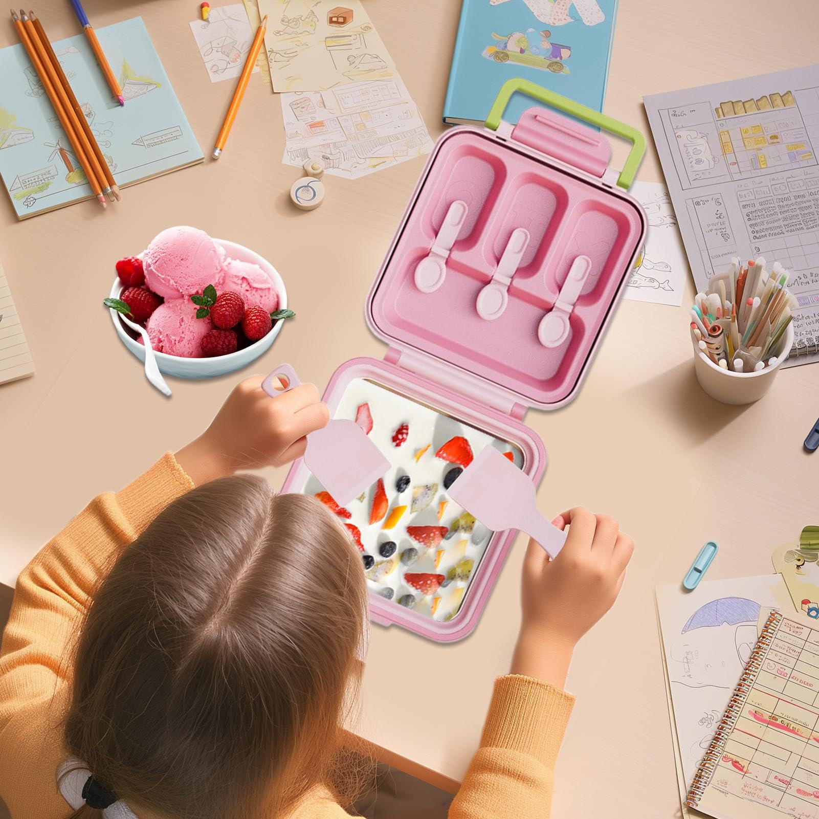 Molde para Polos Máquina Reutilizable 2 en 1 Para Yogur | Accesorio Multiusos De Cocina Para Elaboración Postres En Reuniones Familiares Y Actividades Infantiles