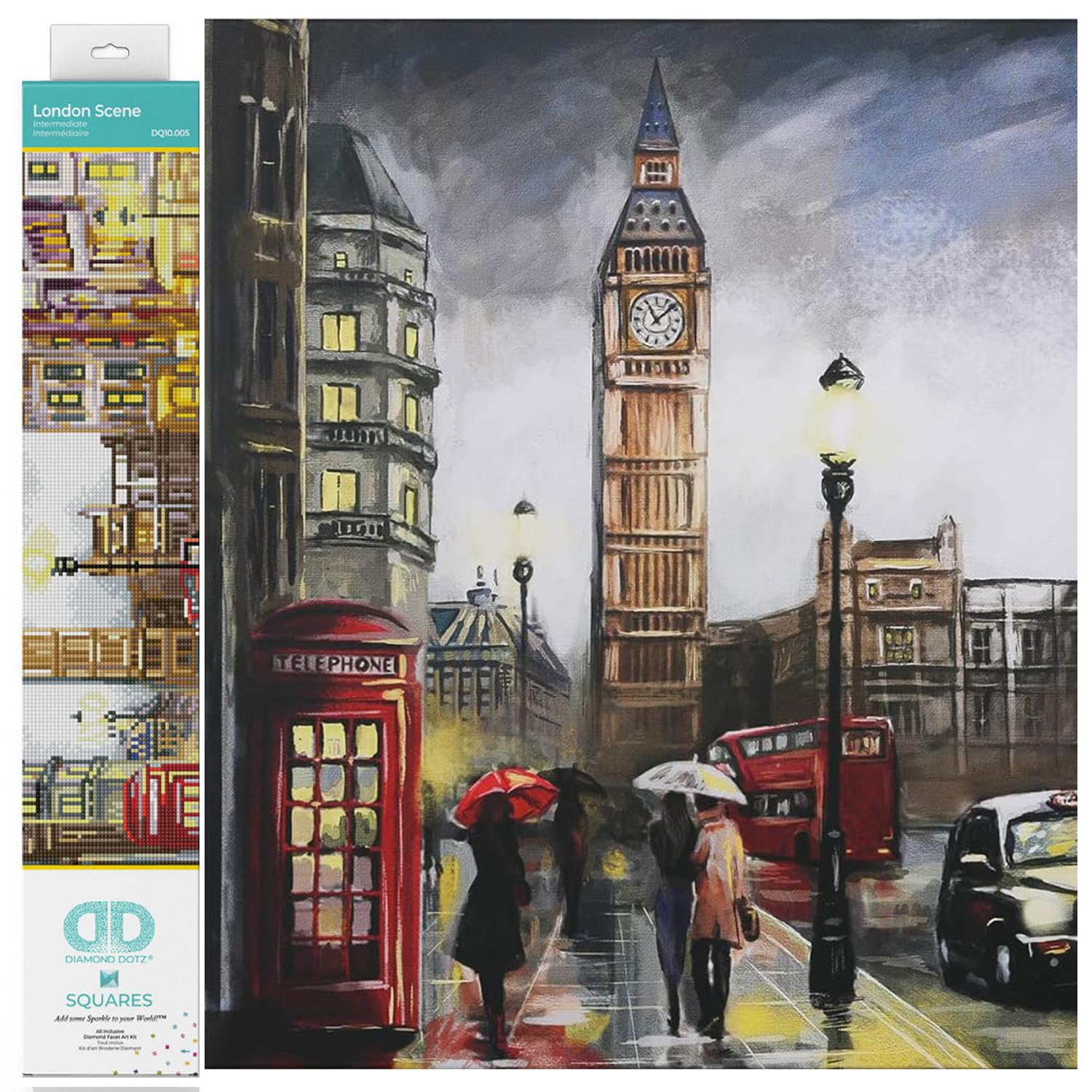 Diamond Dotz DQ10-005 Squares London Scene - Quadro Per Pittura Con Strass, 37 X 51,5 Cm, Per Bambini E Adulti-image