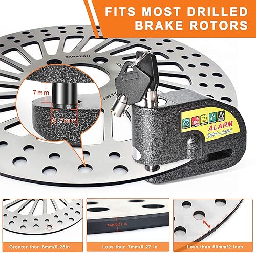 Miniatura 3 de Cerradura de freno de disco de alarma de motocicleta cerraduras de motocicleta antirrobo bloqueo de disco de seguridad impermeable sonido de alarma