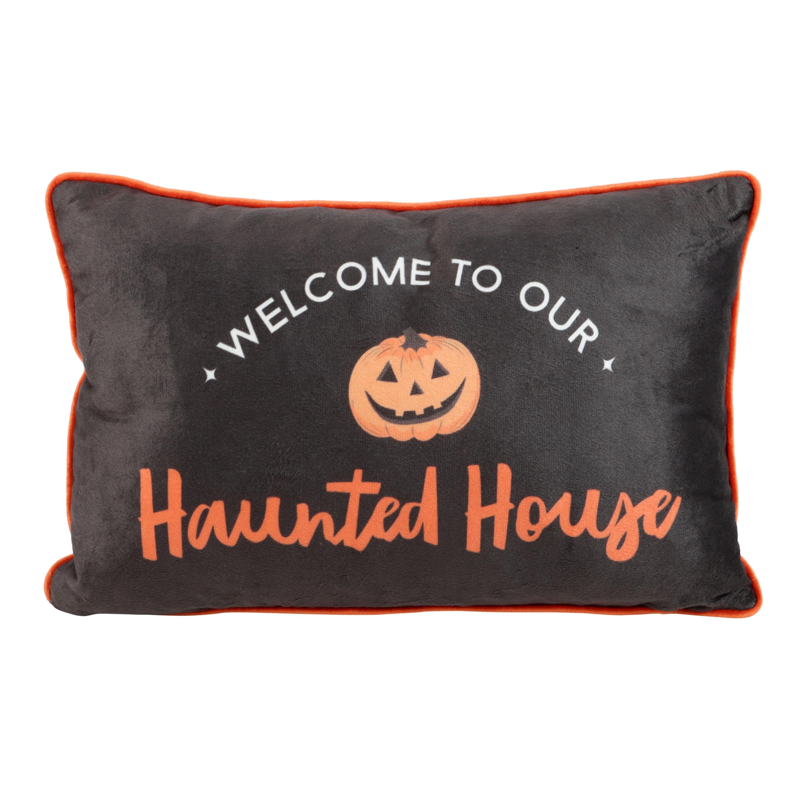 Something Different Wholesale Welcome to Our Haunted House Halloween Rectangular Cushion: Spookify Your Home Décor with Eerie Charm