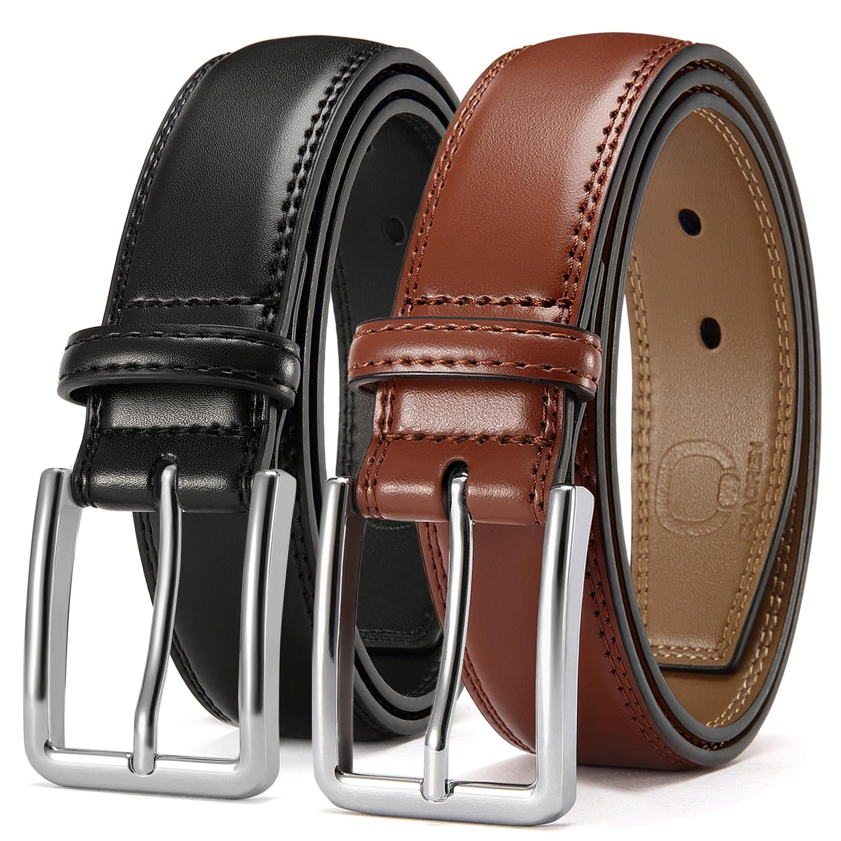 Photo 1 of **Stock Pic for Reference** CHAOREN Leather Dress Belt Men 2 Pack - 1 3/8" Mens Belts for Work Business Casual Jeans