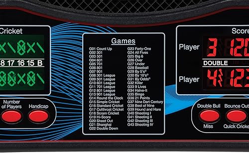 Miniatura 16 de Viper Orion Electronic Dartboard, 15.5 in Regulation Target, 43 Games, Dual LCD Displays, 8 Players, 6 Darts Included, Black