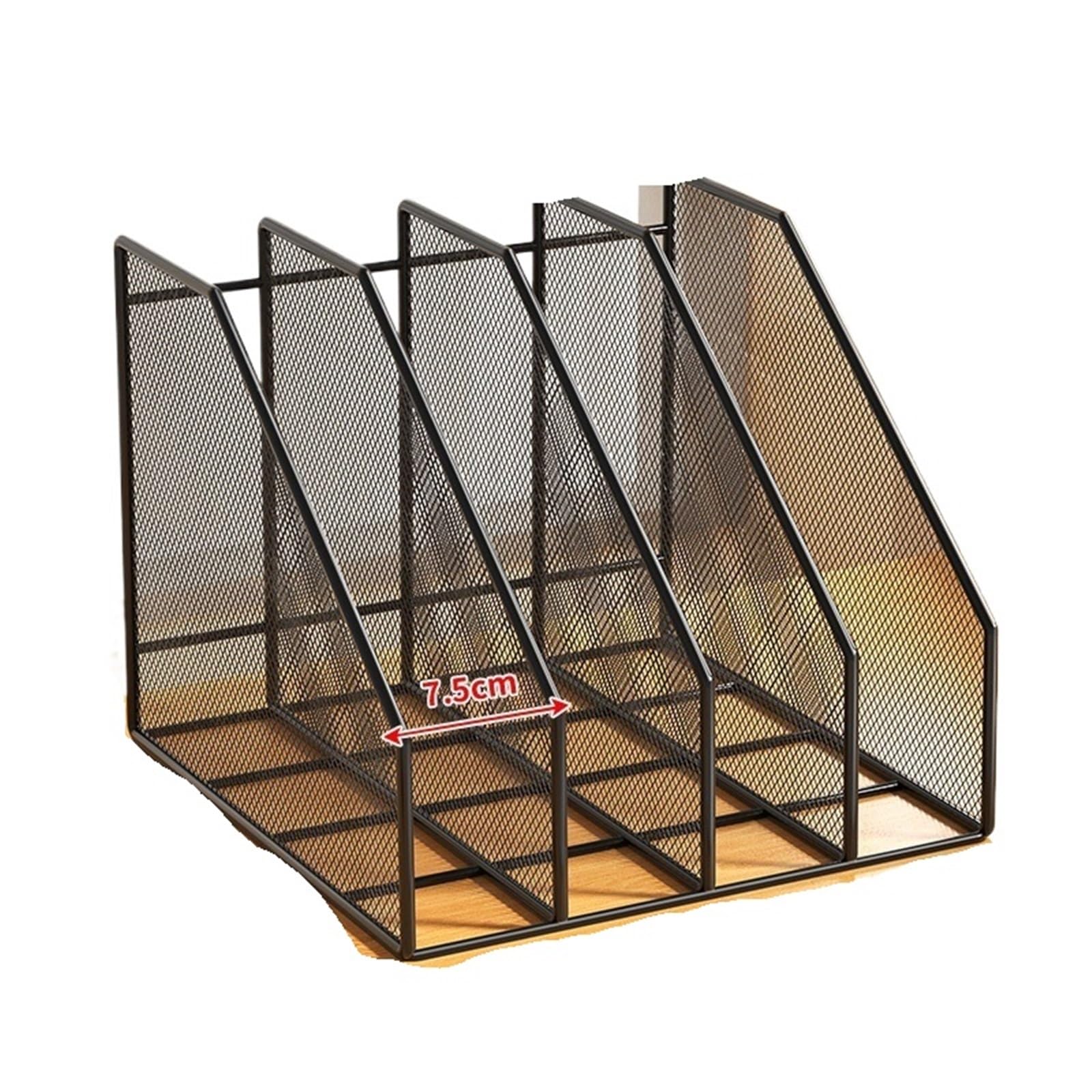 organisateur bureau Metal File Rack Office Desk Shelf Standing Desktop Folder Box Storage Data Stationery Organizer(4T-Black)
