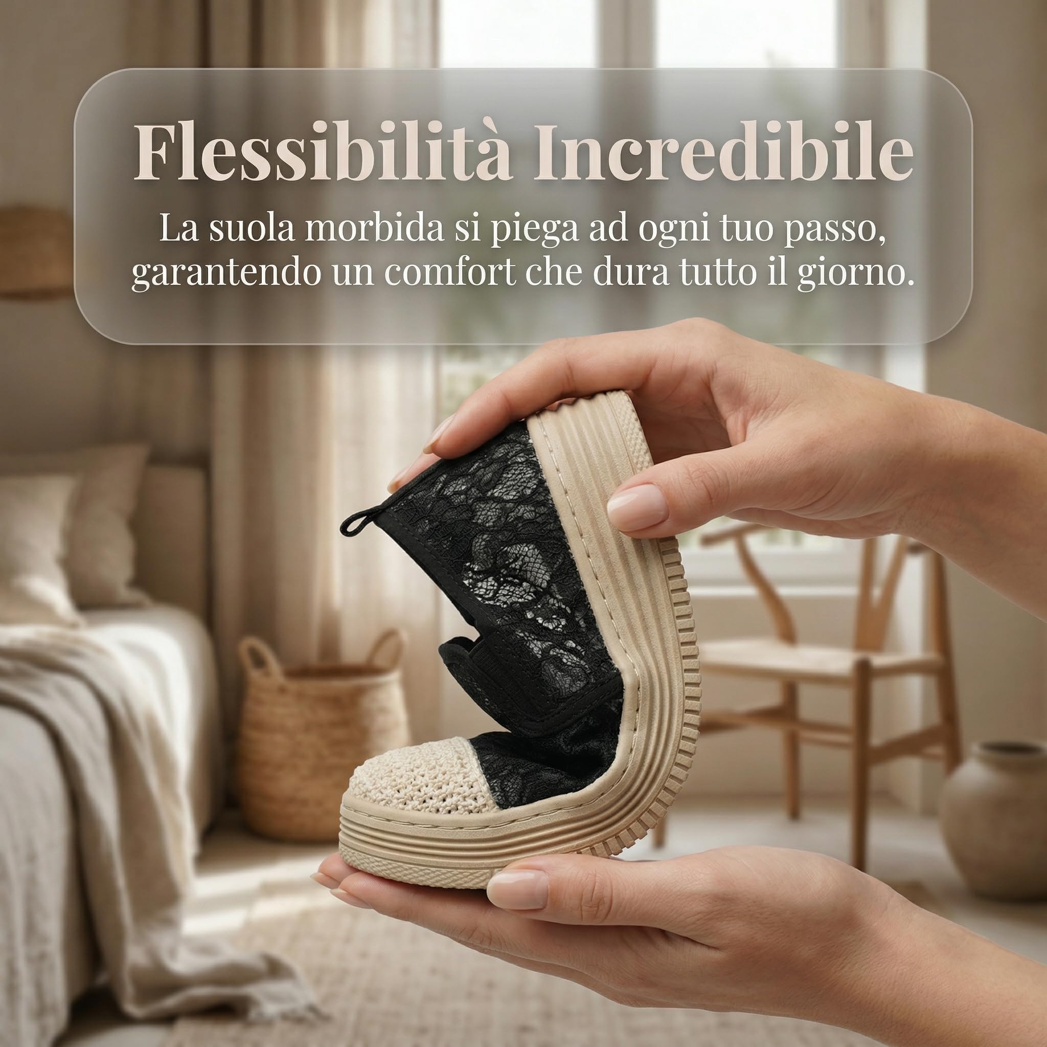 GLAMORA Mocassini Donna Espadrillas Ballerine Slip On Traforate Pizzo Traspiranti Leggeri Elastico Senza Lacci Punta Rinforzata Suola Antiscivolo Comode Scarpe Estate