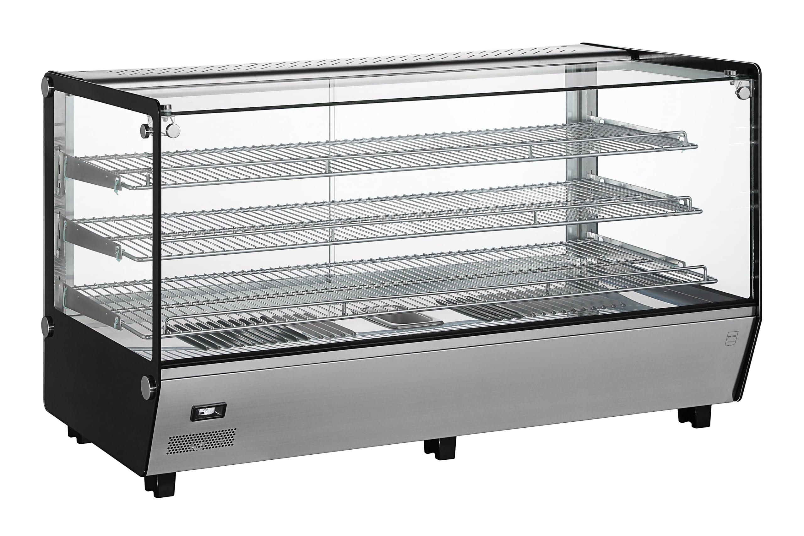 METRO Professional Vetrina riscaldante GHV1200R, acciaio inox/vetro, 121.9 x 56.8 x 68.6 cm, 210 L, temperatura: da +30 a +90°C, 1800 W, 3 ripiani, argento