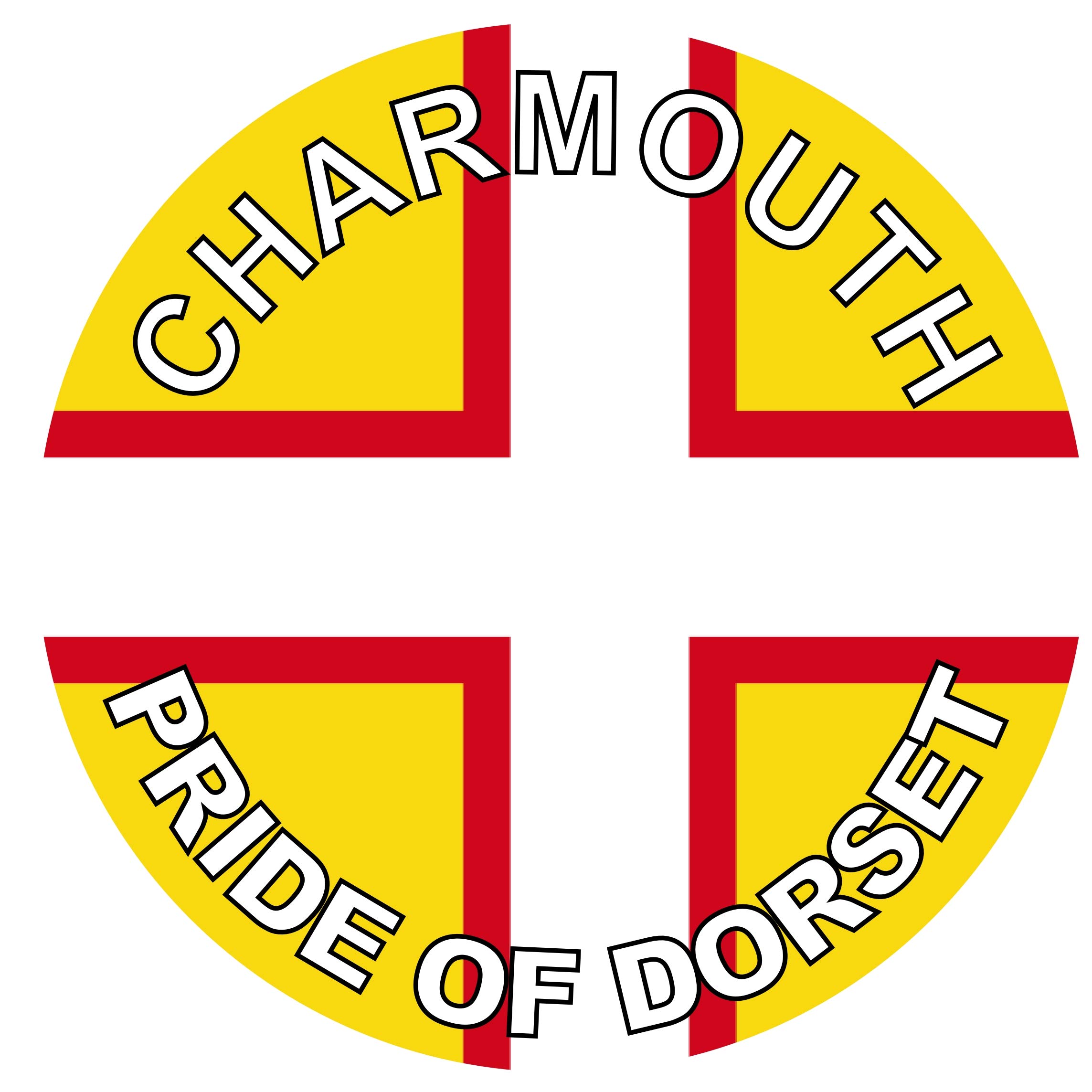 Charmouth - Pride of Dorset - (Two Pack) 80mm Diameter Car Bumper Window Decal Sticker