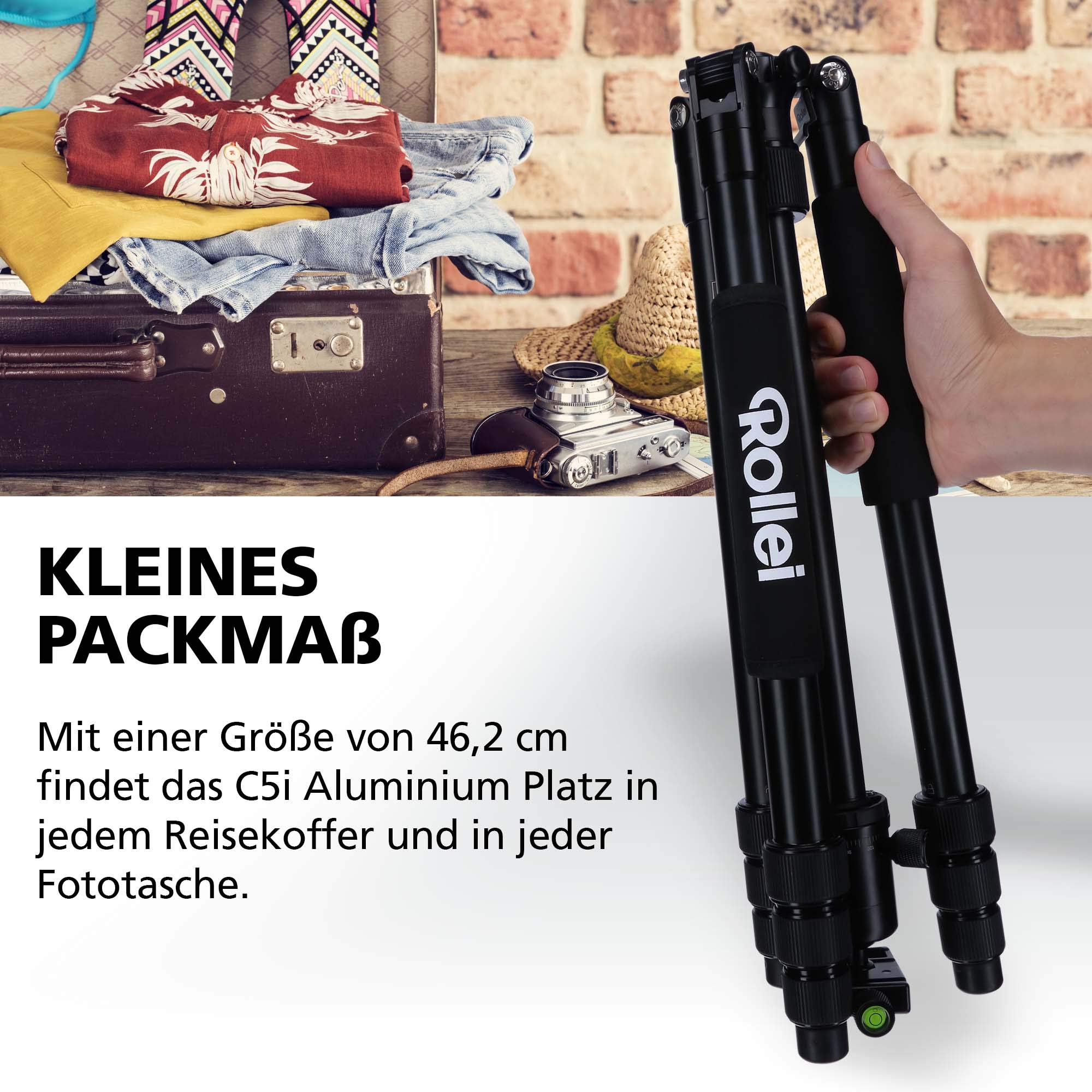 Rollei C5i - kompaktes, leichtes, Allround Fotostativ aus Aluminium & Smartphone-Halterung II, professionelle Handy-Halterung