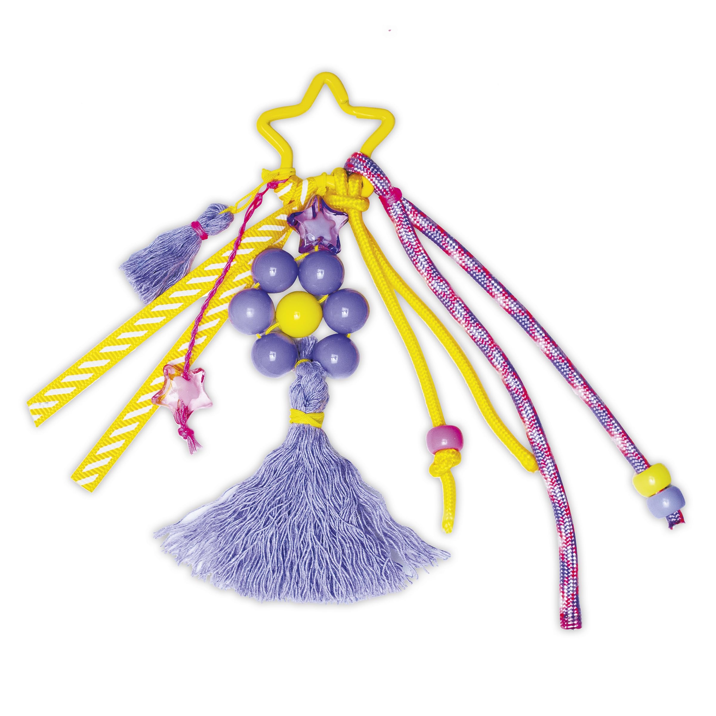 Janod – Kit Créatif Bijoux de Sac – 6 Accessoires à Personnaliser (4 Grands Bijoux + 2 Grigris) – Perles Colorées, Fils Macramé, Rubans – Activité DIY Dès 7 Ans – Coffret Cadeau