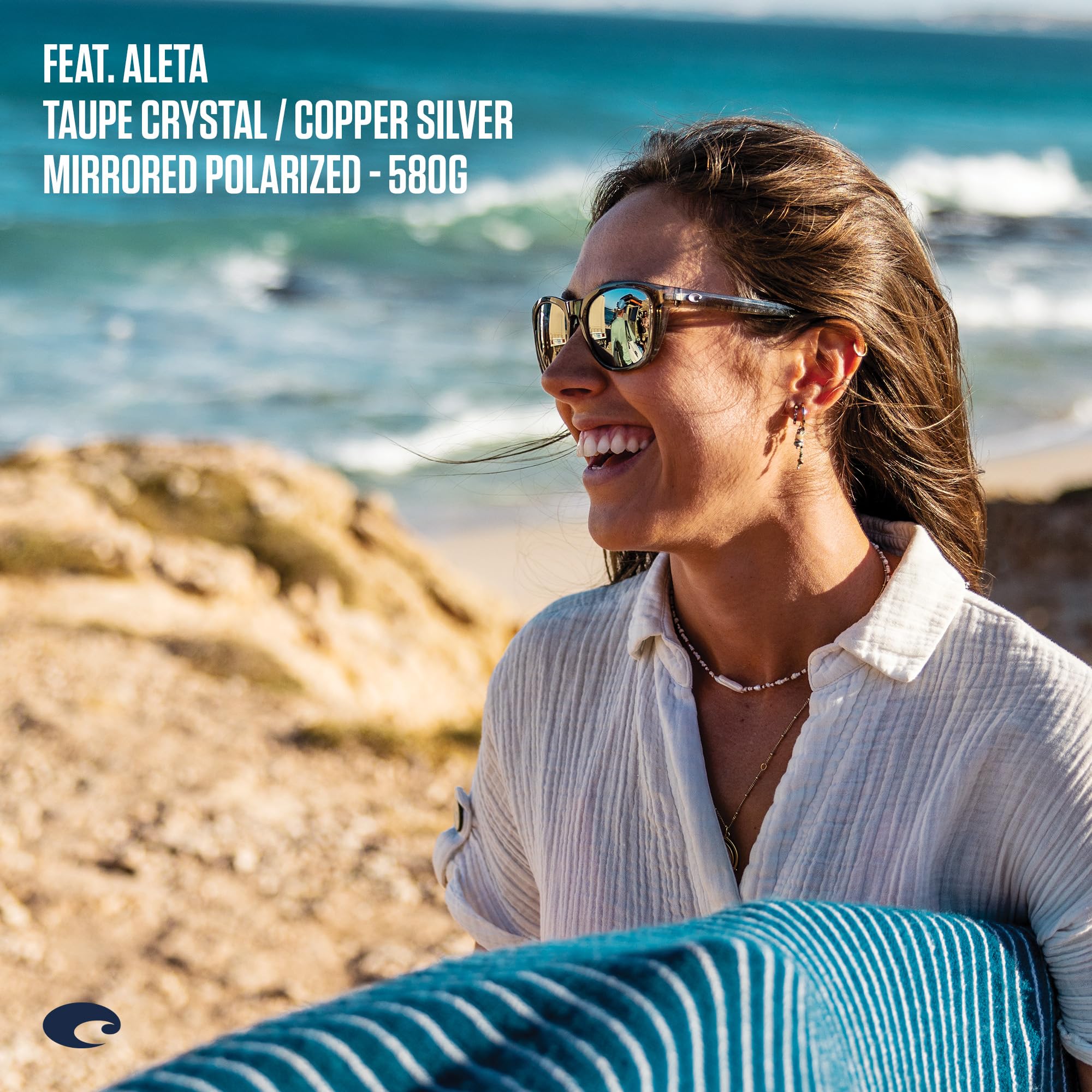 Costa Aleta Polarized Sunglasses Copper Silver Mirror 580P/CAT2