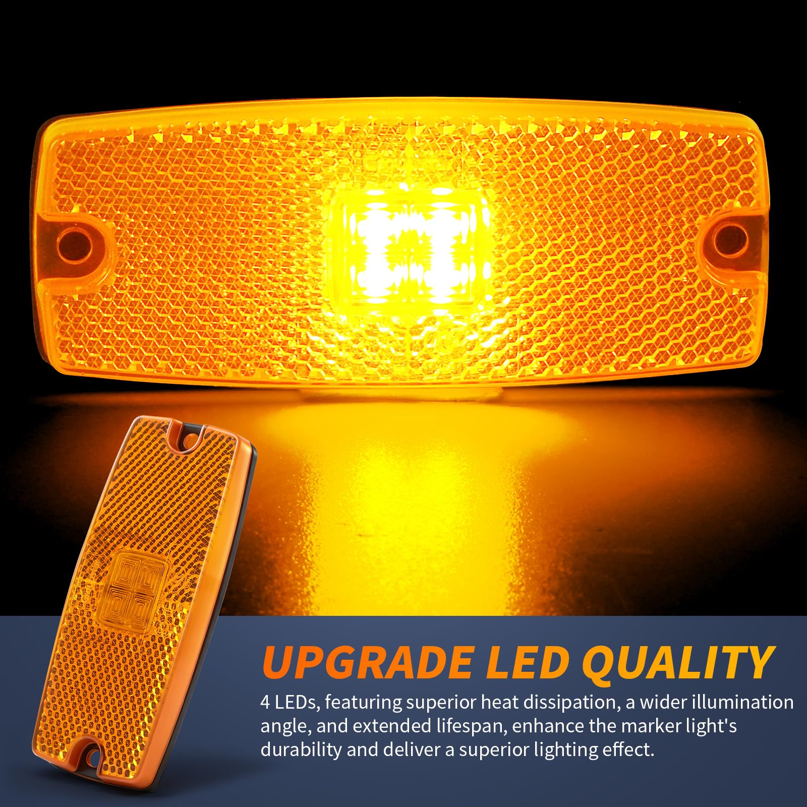 6 Fari Laterali LED Arancioni, 12V/24V Per Rimorchio IP65 Impermeabili Con Certificazione ECE R10, Per Rimorchio, Furgone, Camper, Camion