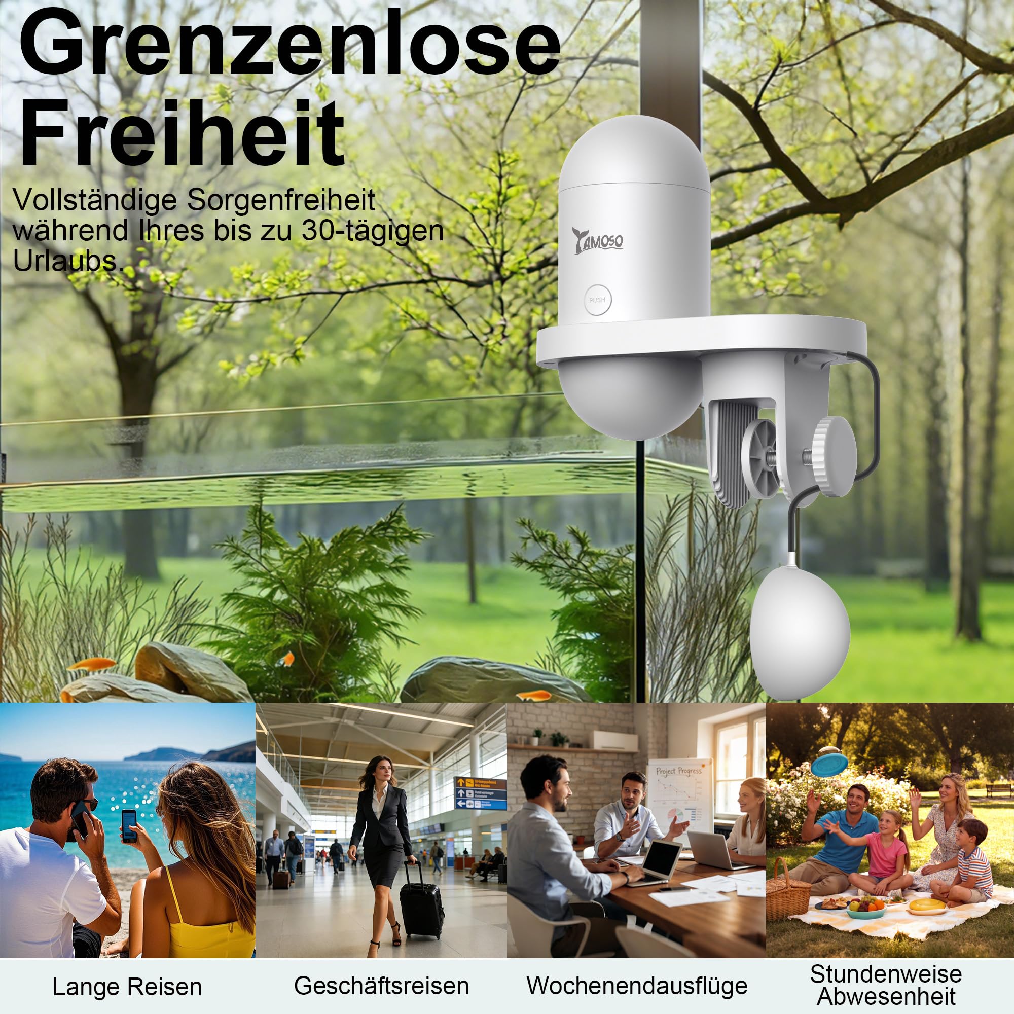 WiFi Futterautomat Aquarium mit Kamera, 2.4/5G WLAN Smart App, 0,2g Visuelle Präzision Fischfutter Automat, 230ML Fisch Futterspender für die Tägliche/Urlaub, Meerwasser und Süßwasseraquarien