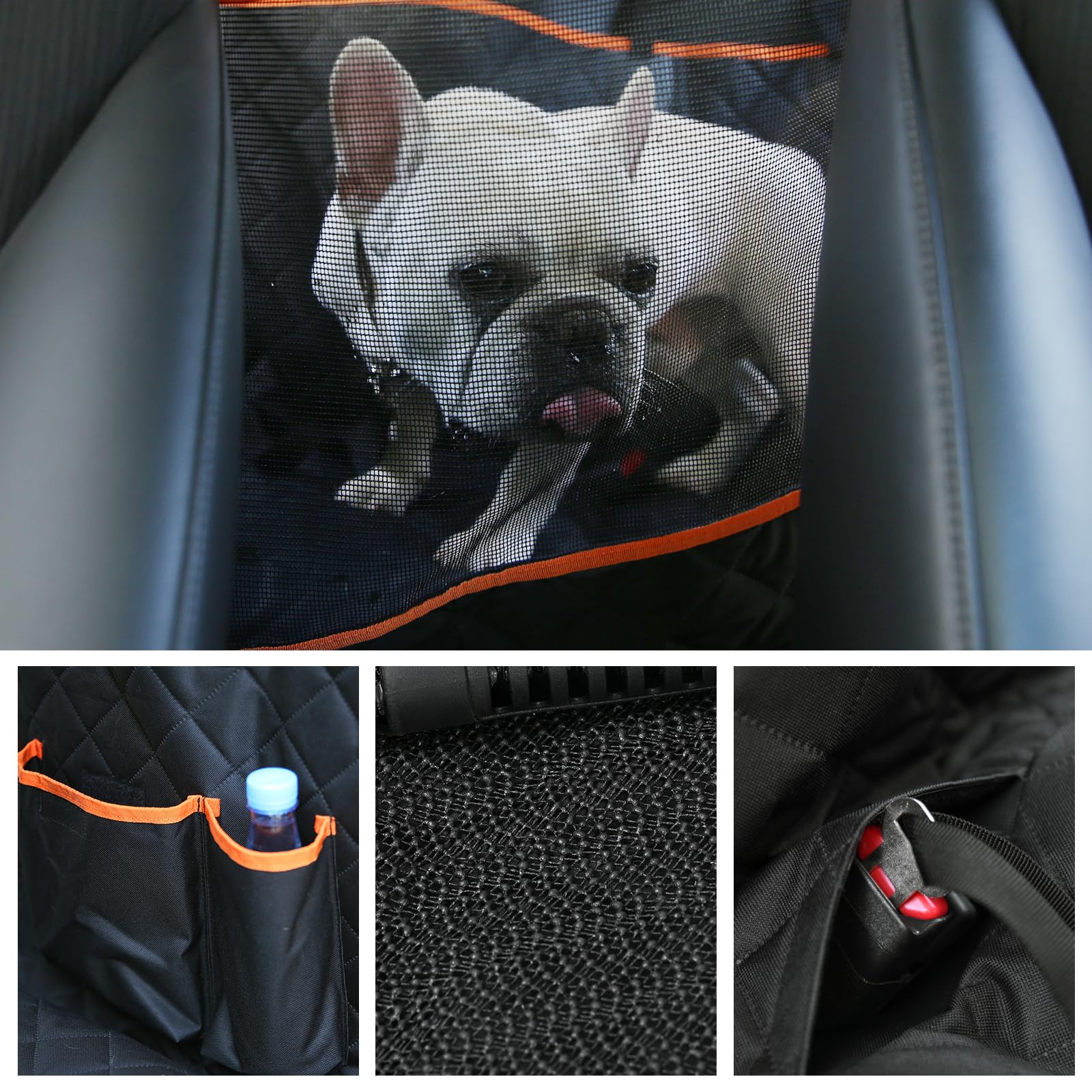 Amazon Basics Dog Car Seat Cover for Back Seat, Scratch-Resistant Nonslip Hammock with Side Flaps and Seatbelt Openings for Cars, SUVs, and Trucks, Black - image 6