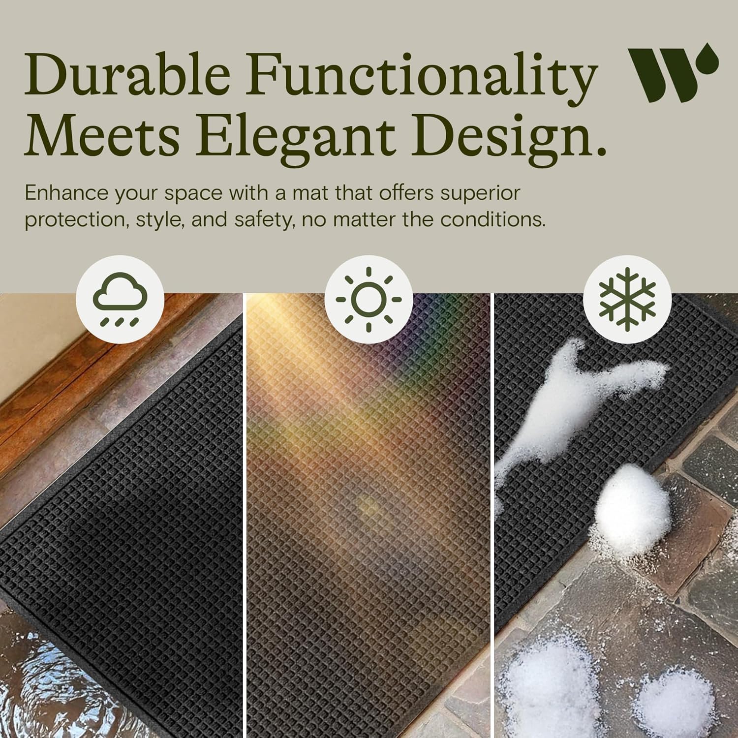 WaterHog Squares Heavy Duty Front Door Mat, 23"x35.5", Charcoal — Amazon image 6