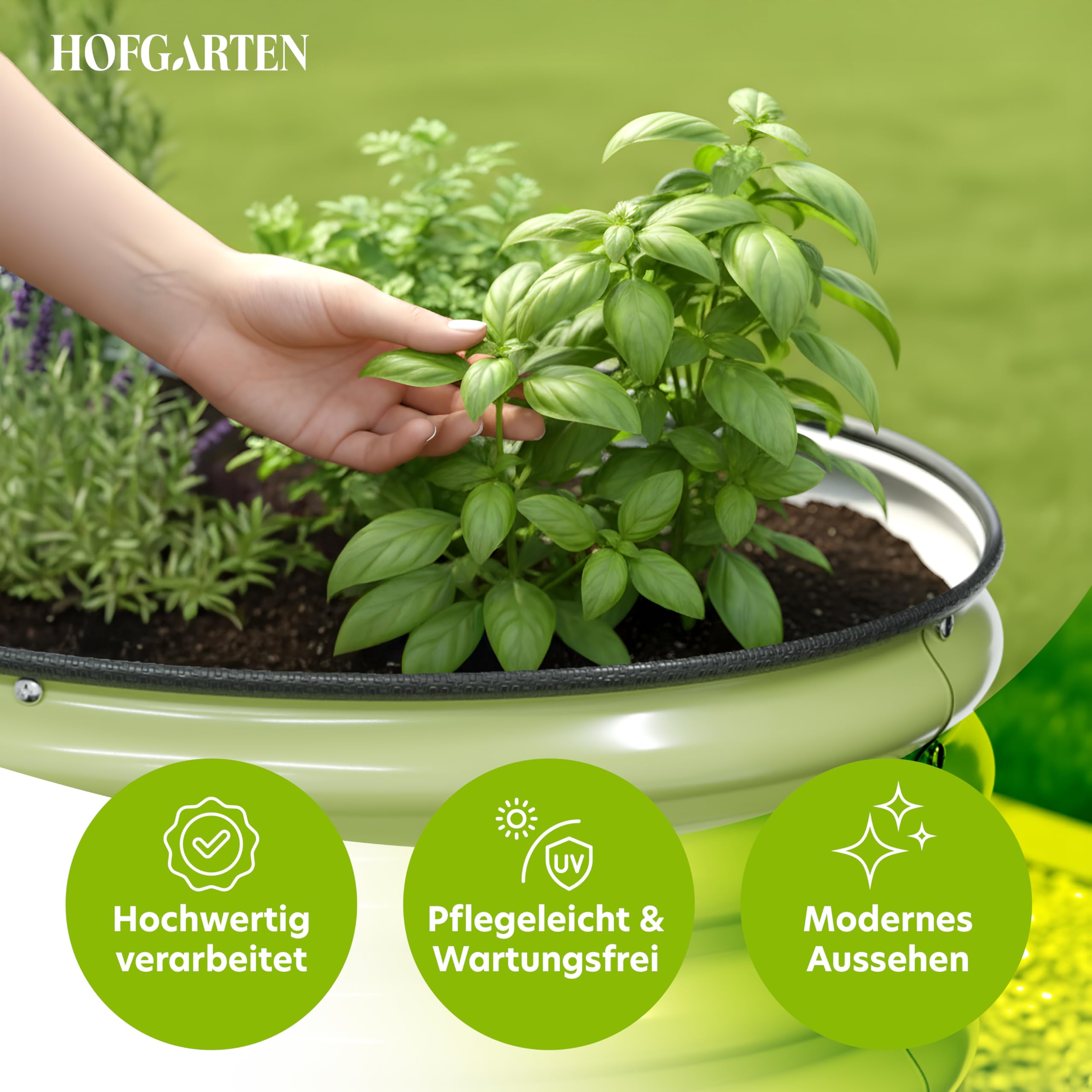 HOFGARTEN Hochbeet Metall 200x80x78 cm - Hochwertiges Gartenbeet aus Zn-Al-Mg Stahl - wetterfest & rostgeschützt - Ergonomisches Gärtnern - Modell QuickGrow XL (Salbei)