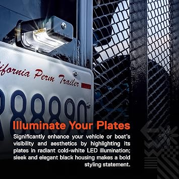 TRUE MODS Black LED Trailer License Plate Light Tag Lamp for Car Truck